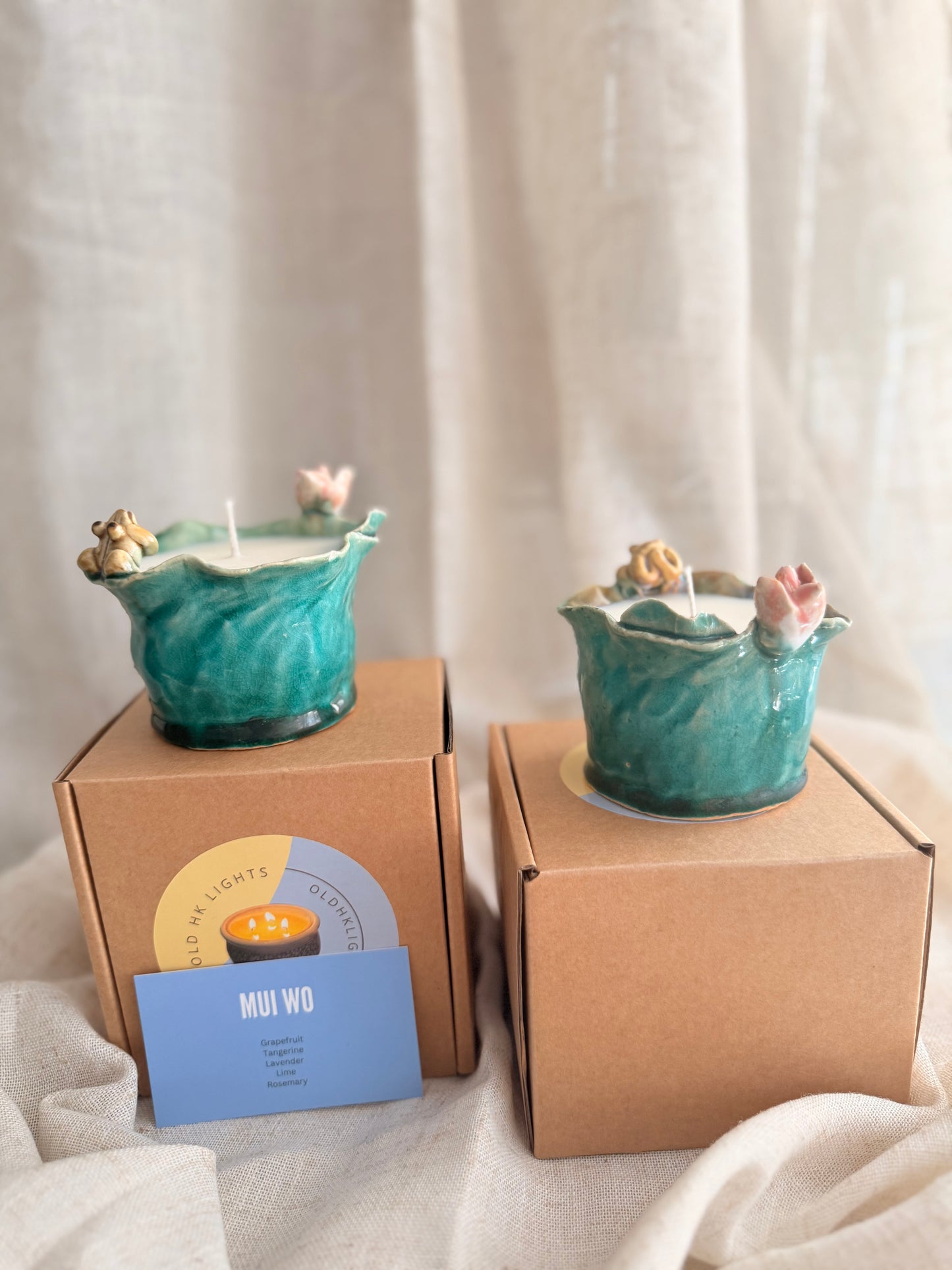 Green lotus small 1 wick candle
