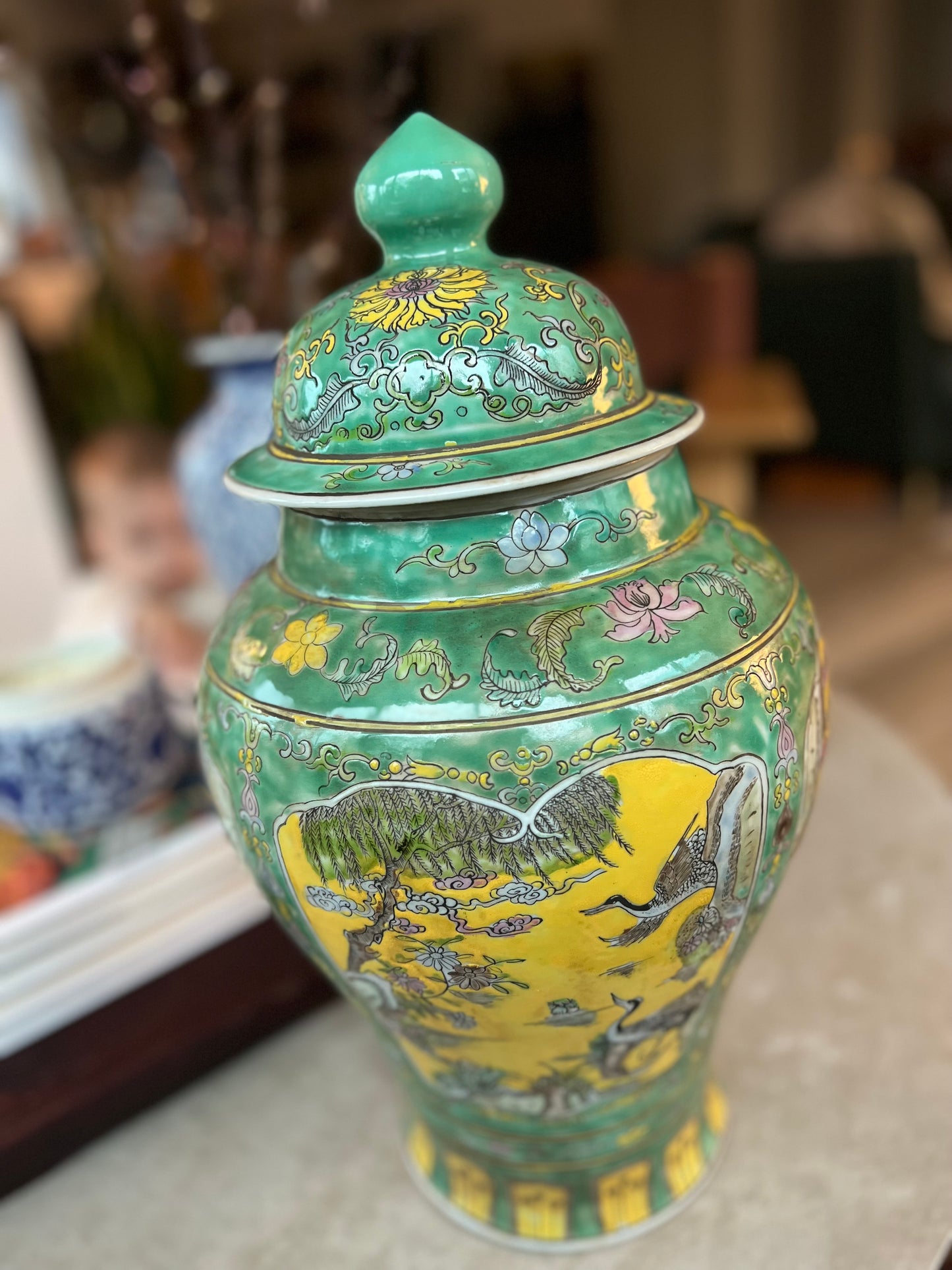 Yellow and Green temple jar