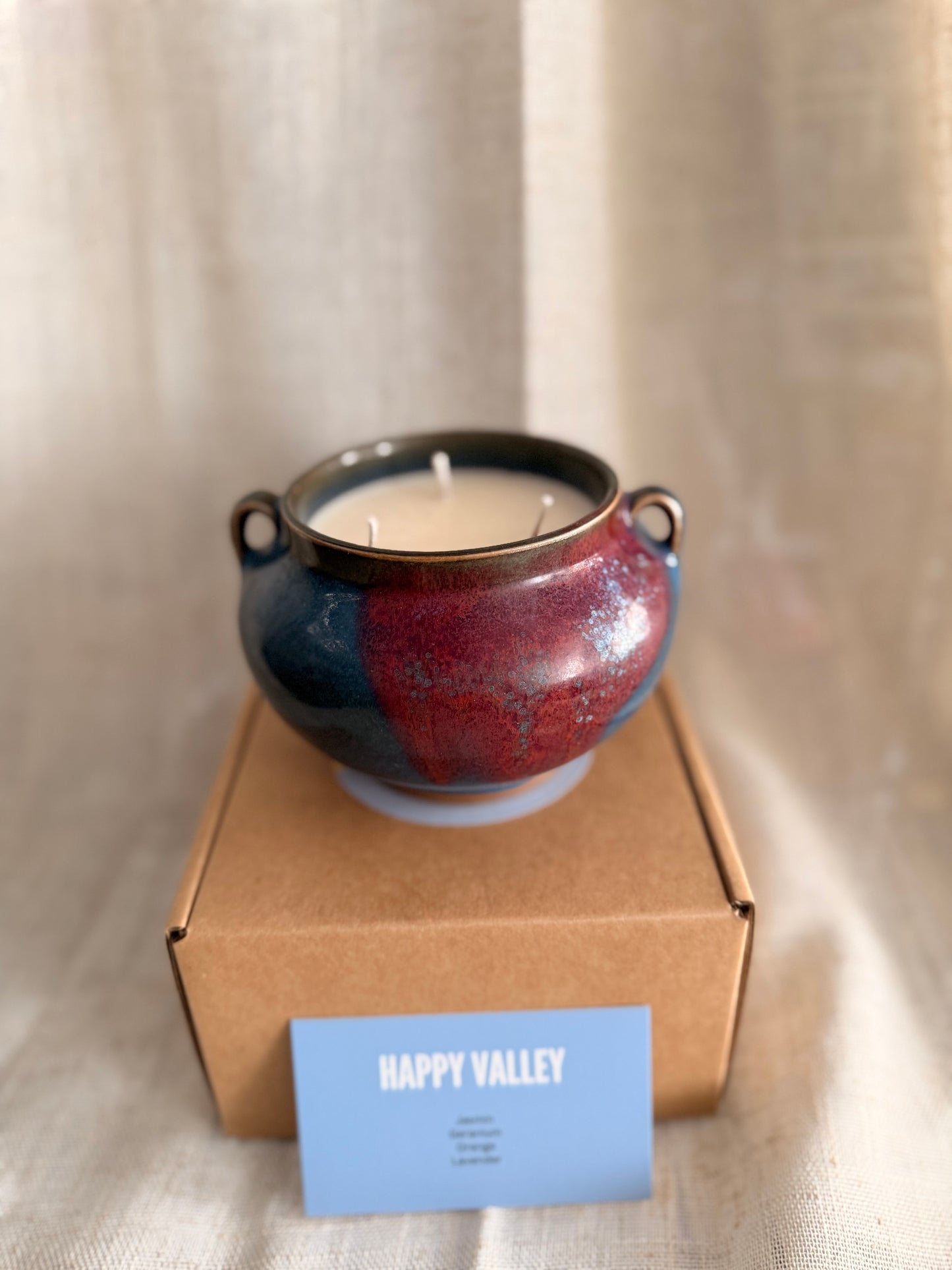 Blue purple vintage vessel candles