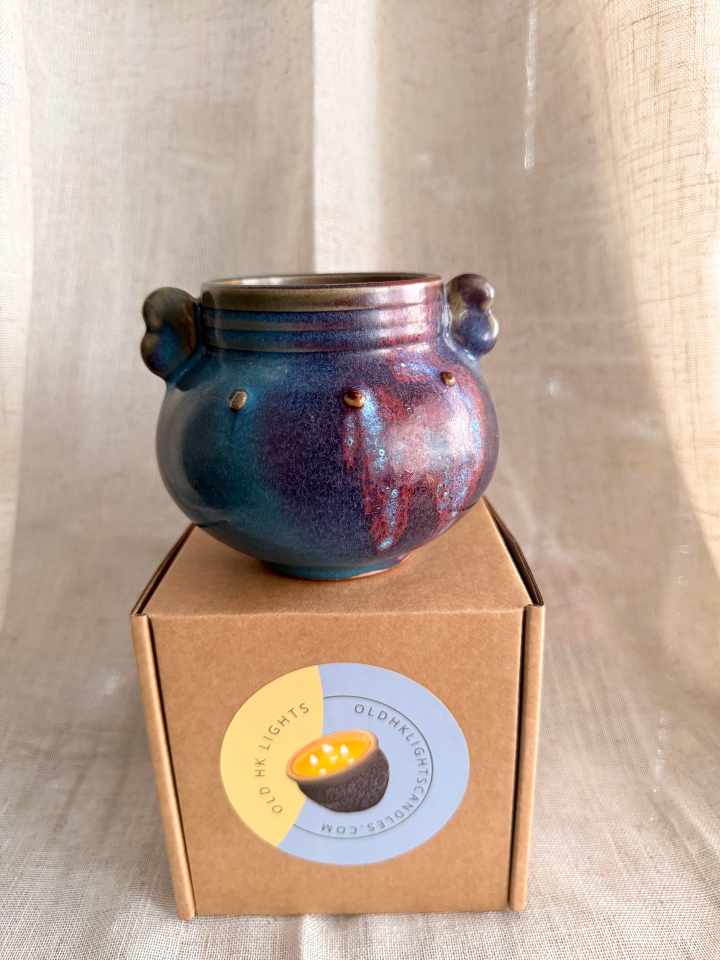 Blue purple vintage vessel candles