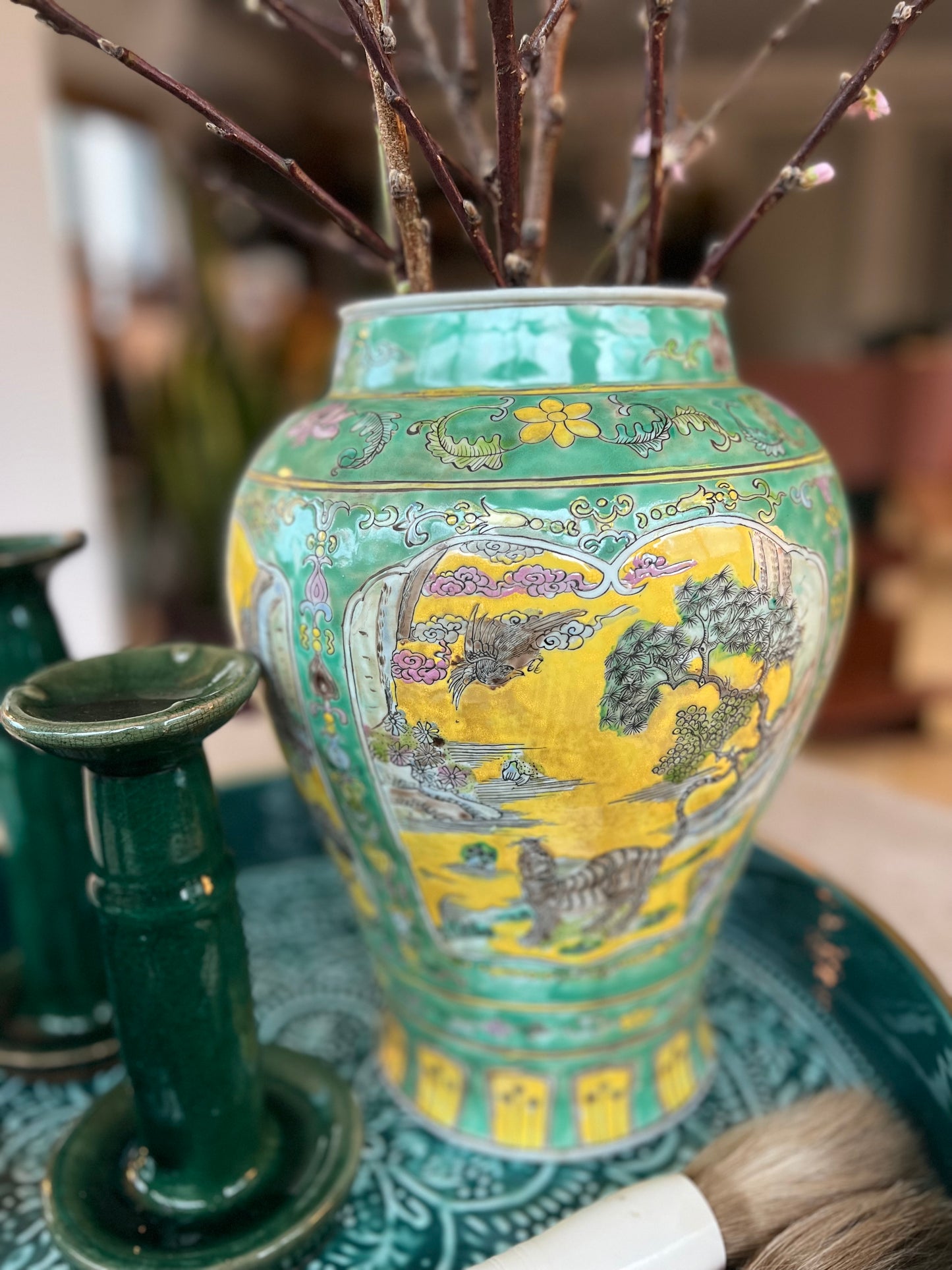 Yellow and Green temple jar