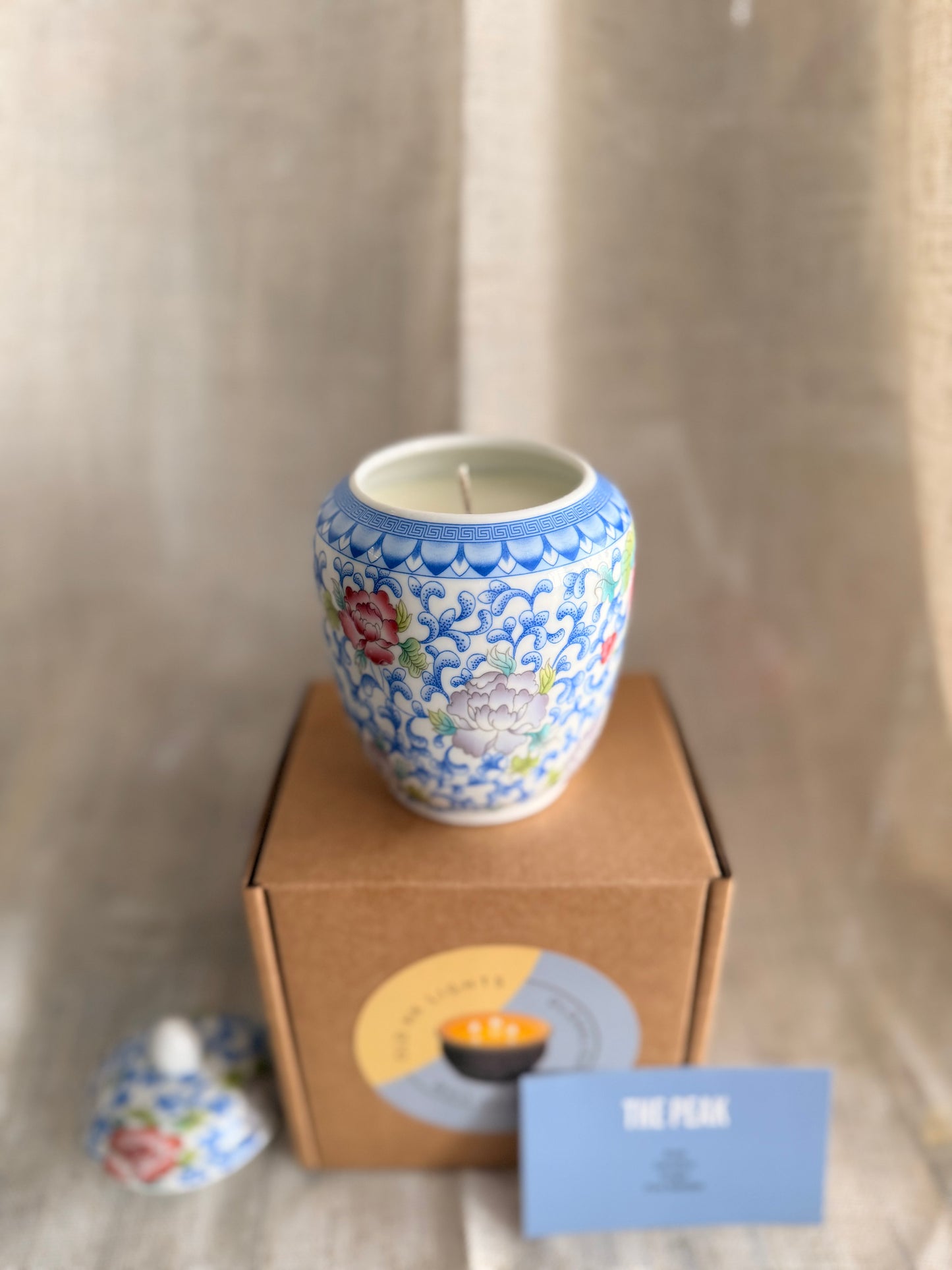 Light blue floral small jar candle