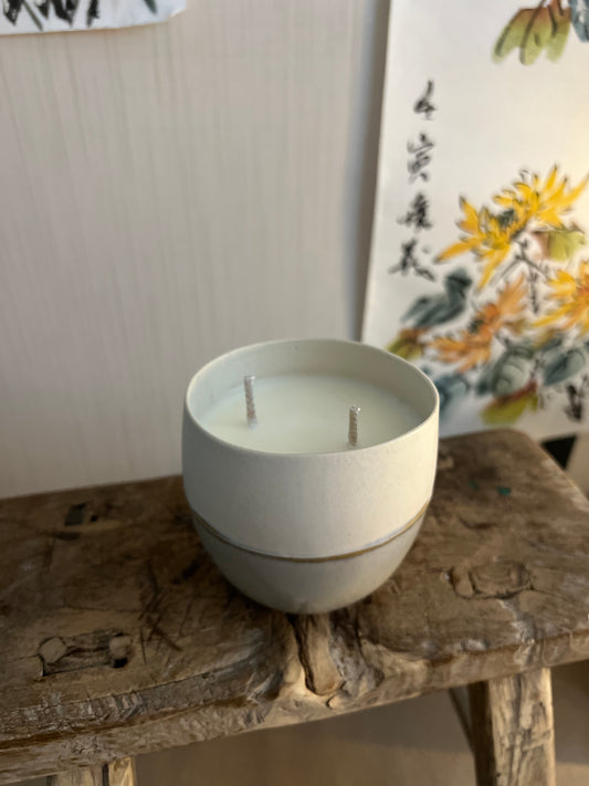 Handmade porcelain vessel 3 wicks Candle