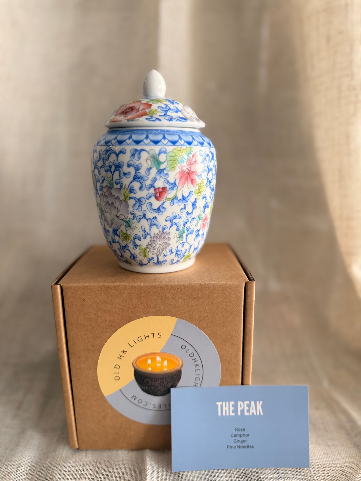 Light blue floral small jar candle