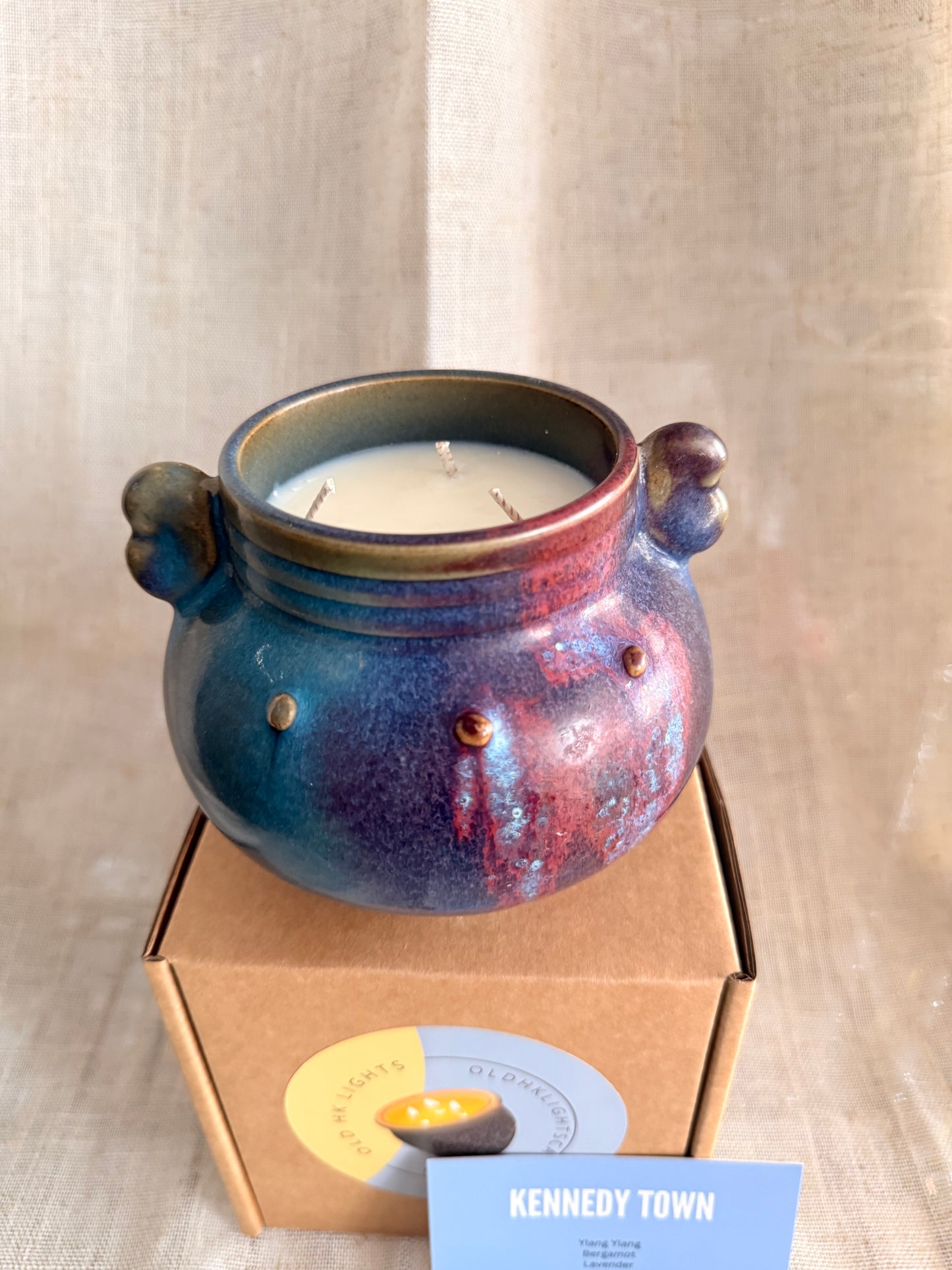 Blue purple vintage vessel candles