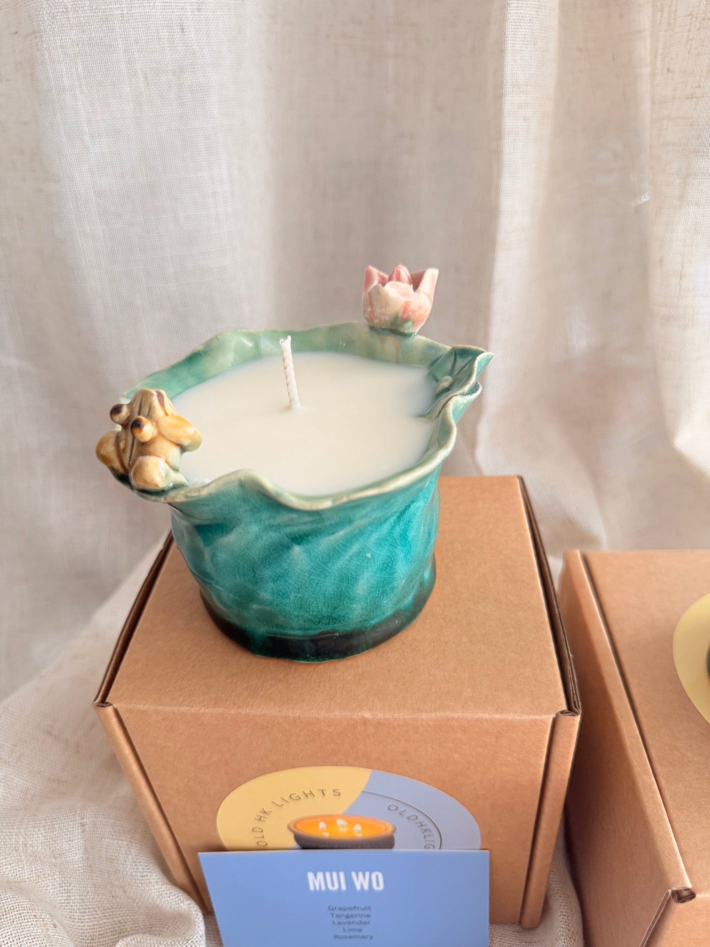 Green lotus small 1 wick candle