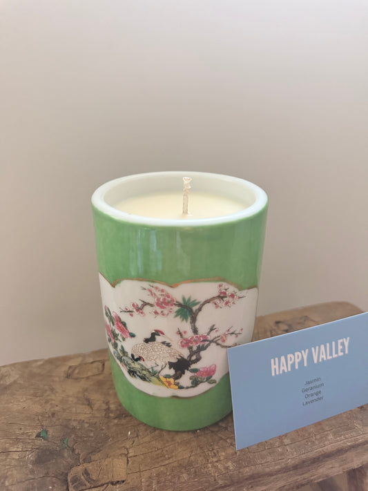 Green brush pot 1 wick candle