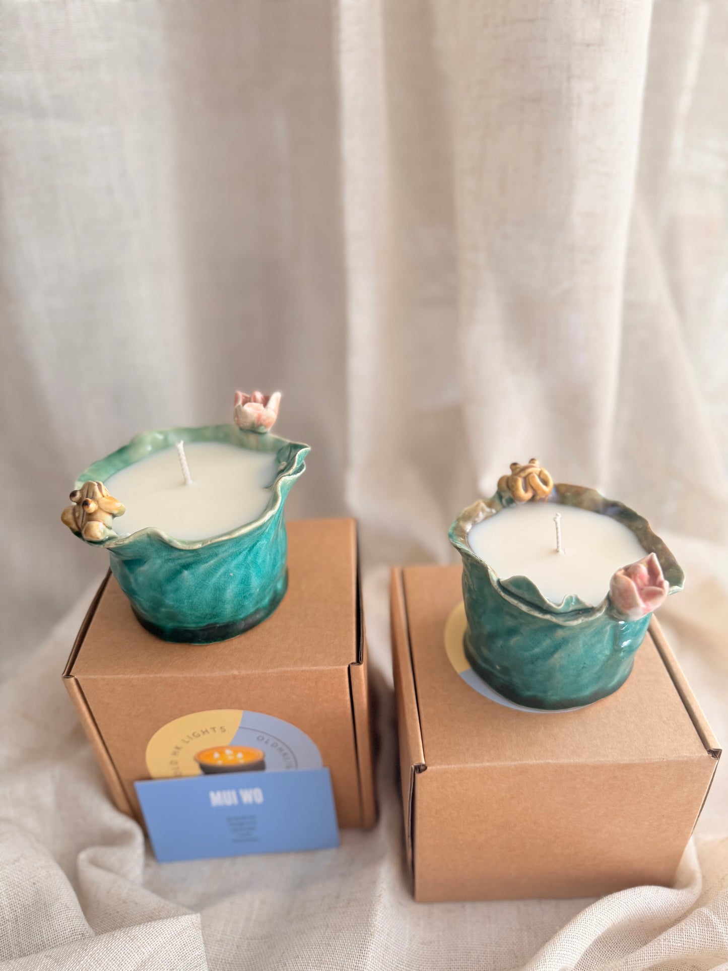 Green lotus small 1 wick candle