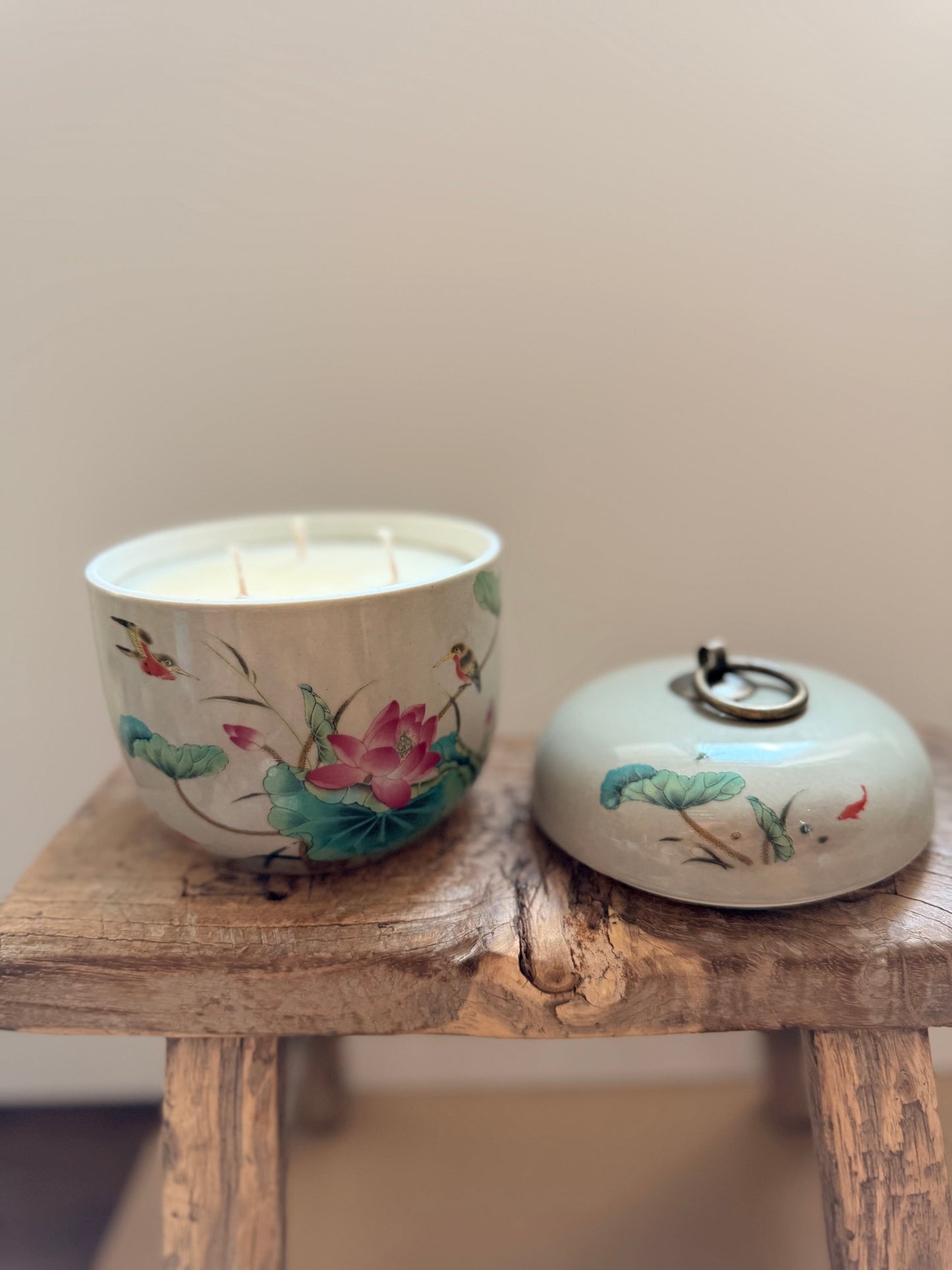 Lotus minted tea box 3 wicks candle