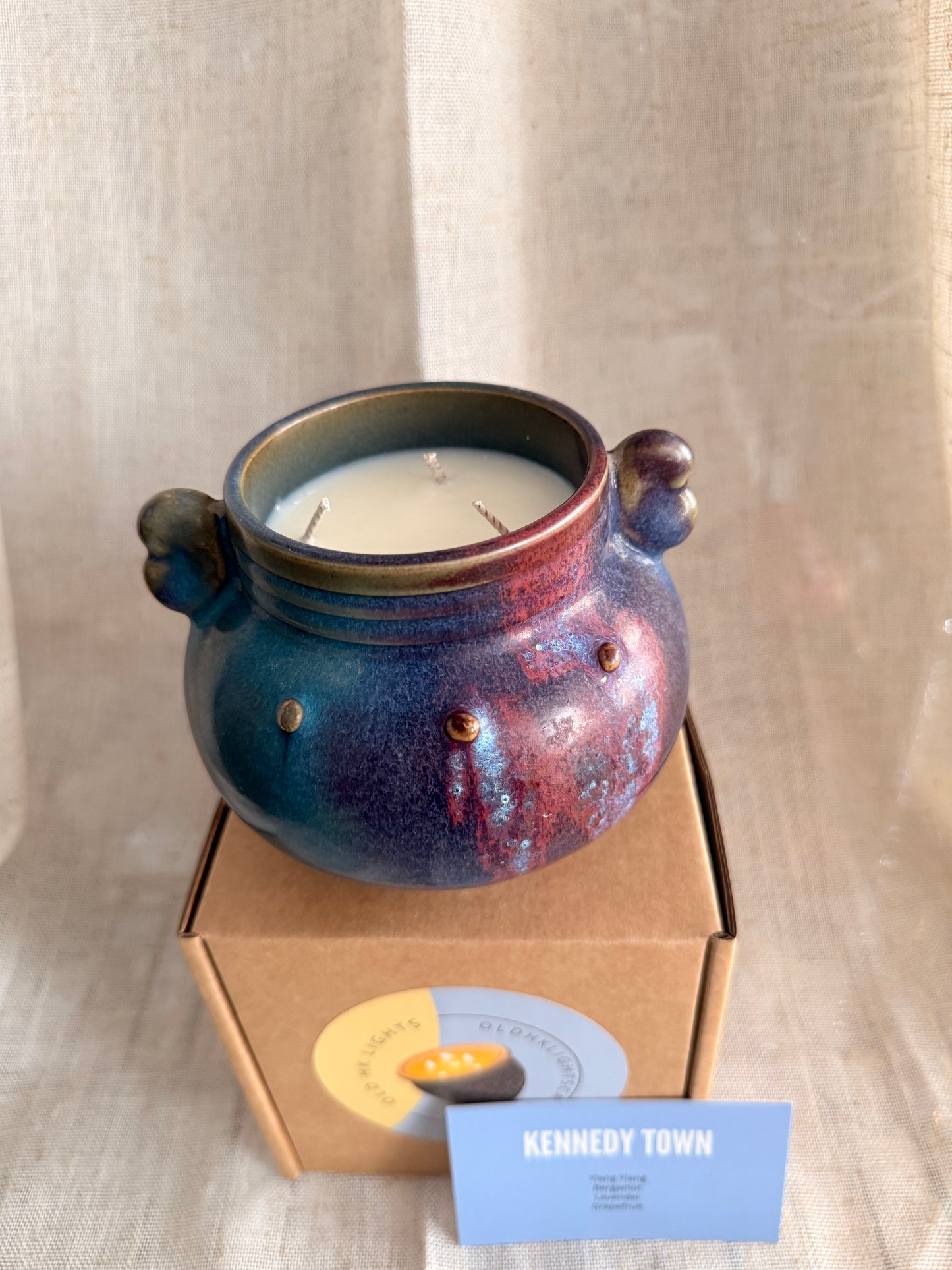 Blue purple vintage vessel candles