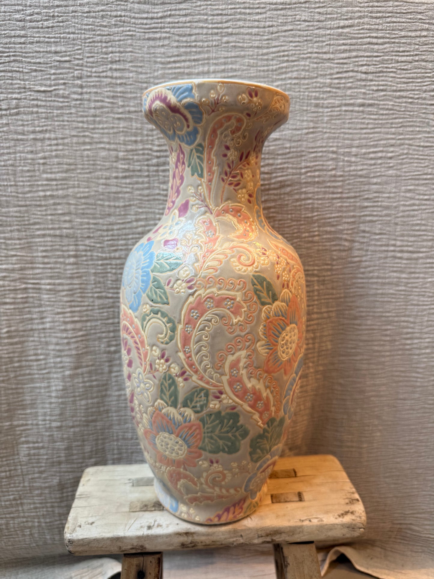 Pastel shades Kashmir hand painted Vase