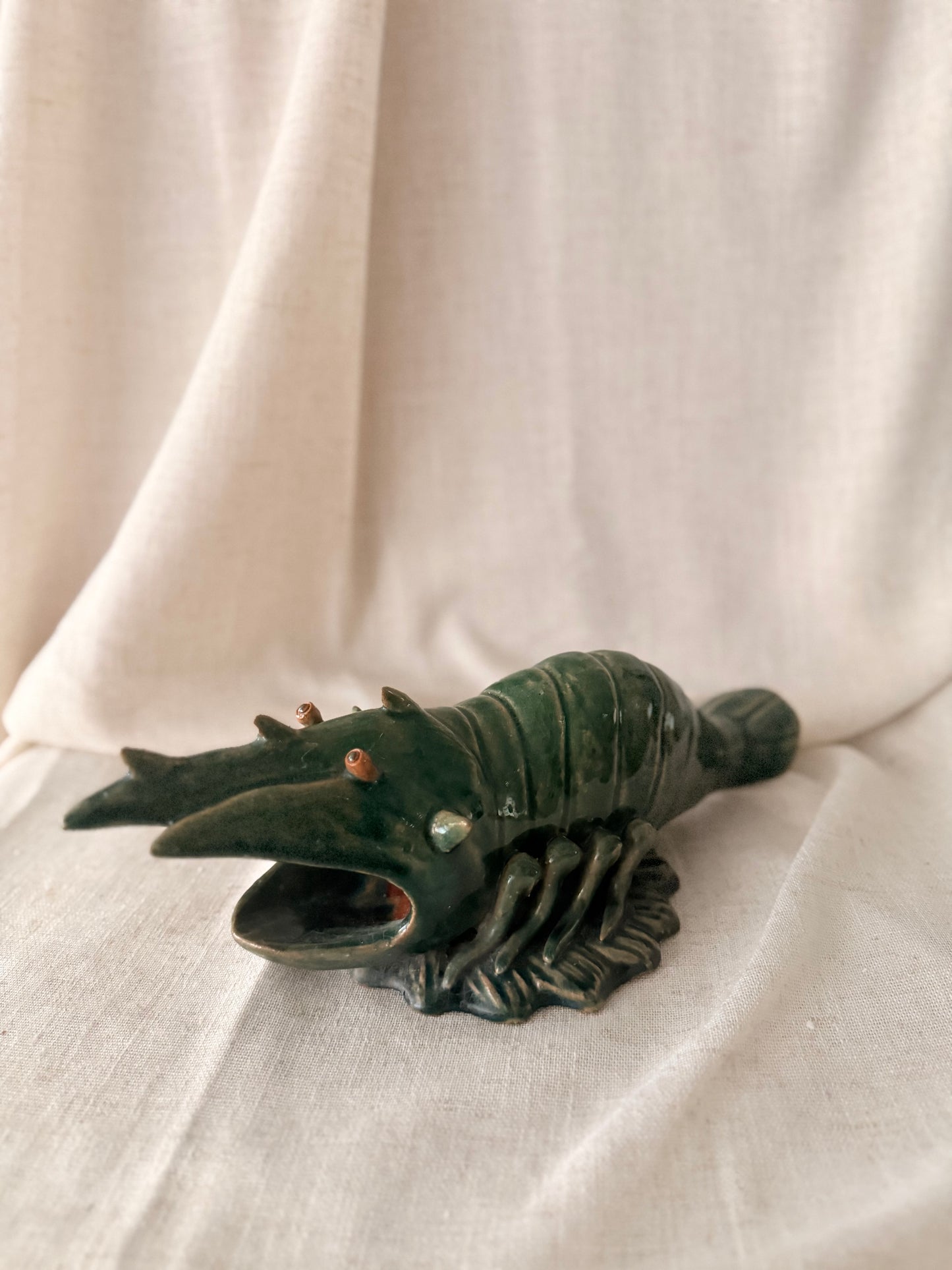 Green glazed Lobster sculpture