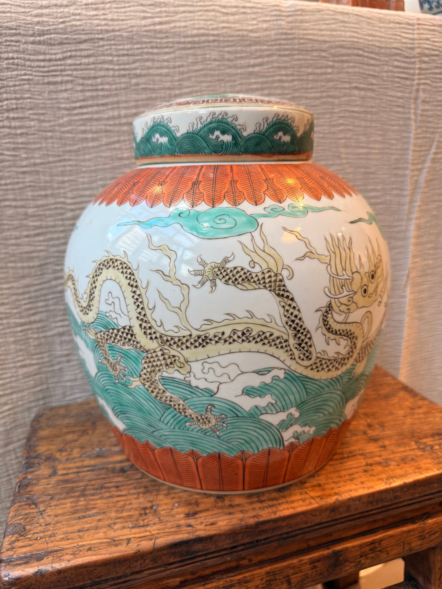 Green & Orange Dragon Ginger Jar