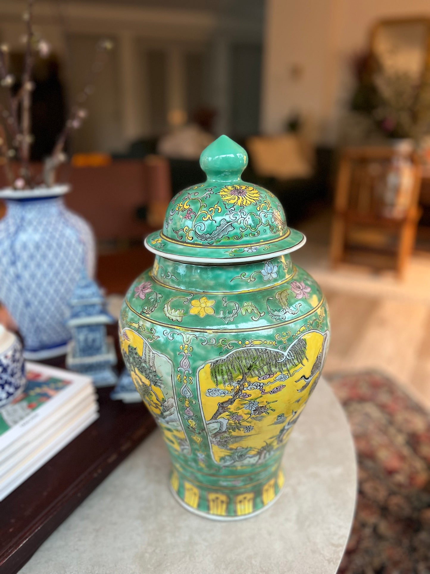 Yellow and Green temple jar