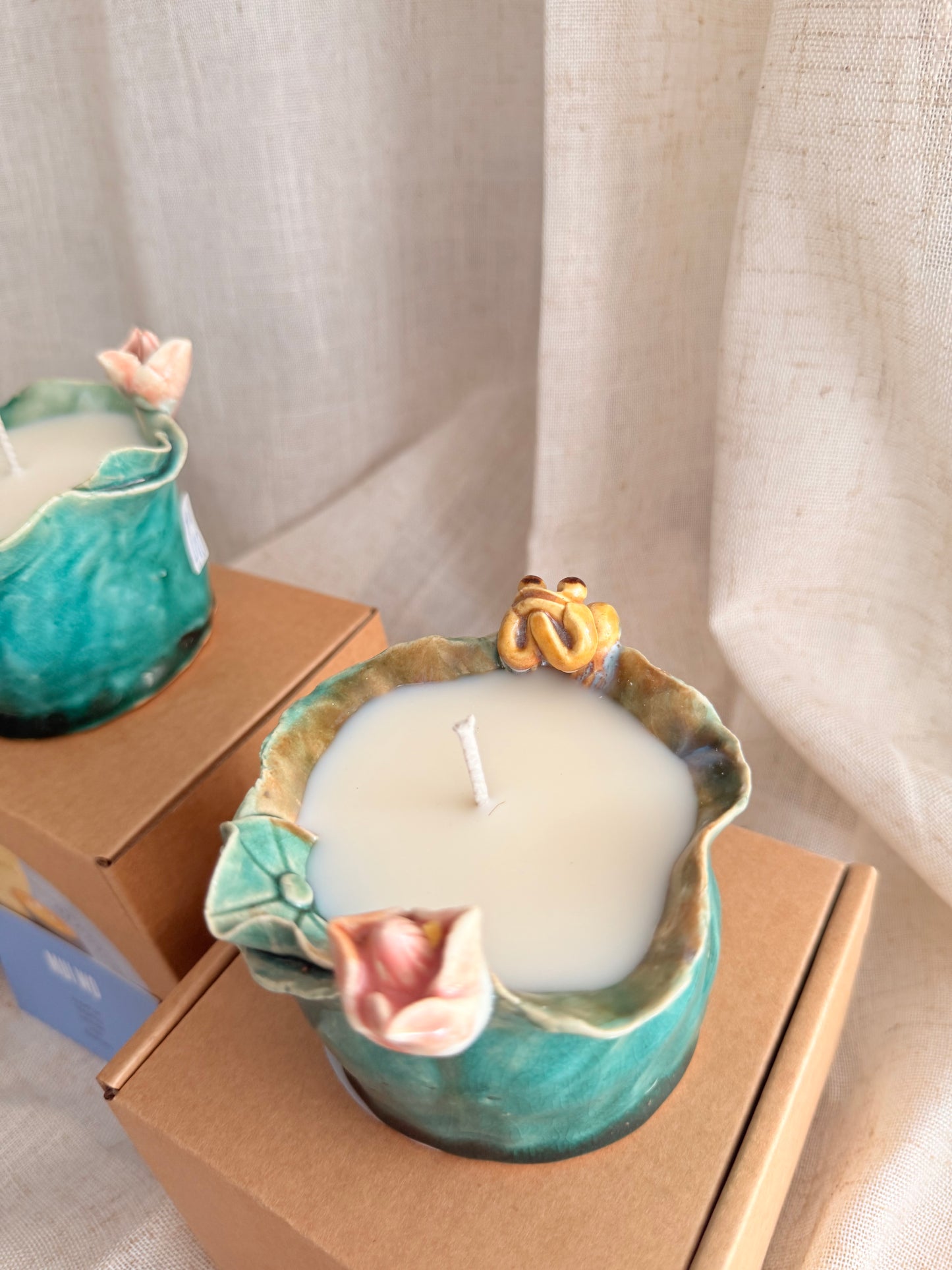 Green lotus small 1 wick candle
