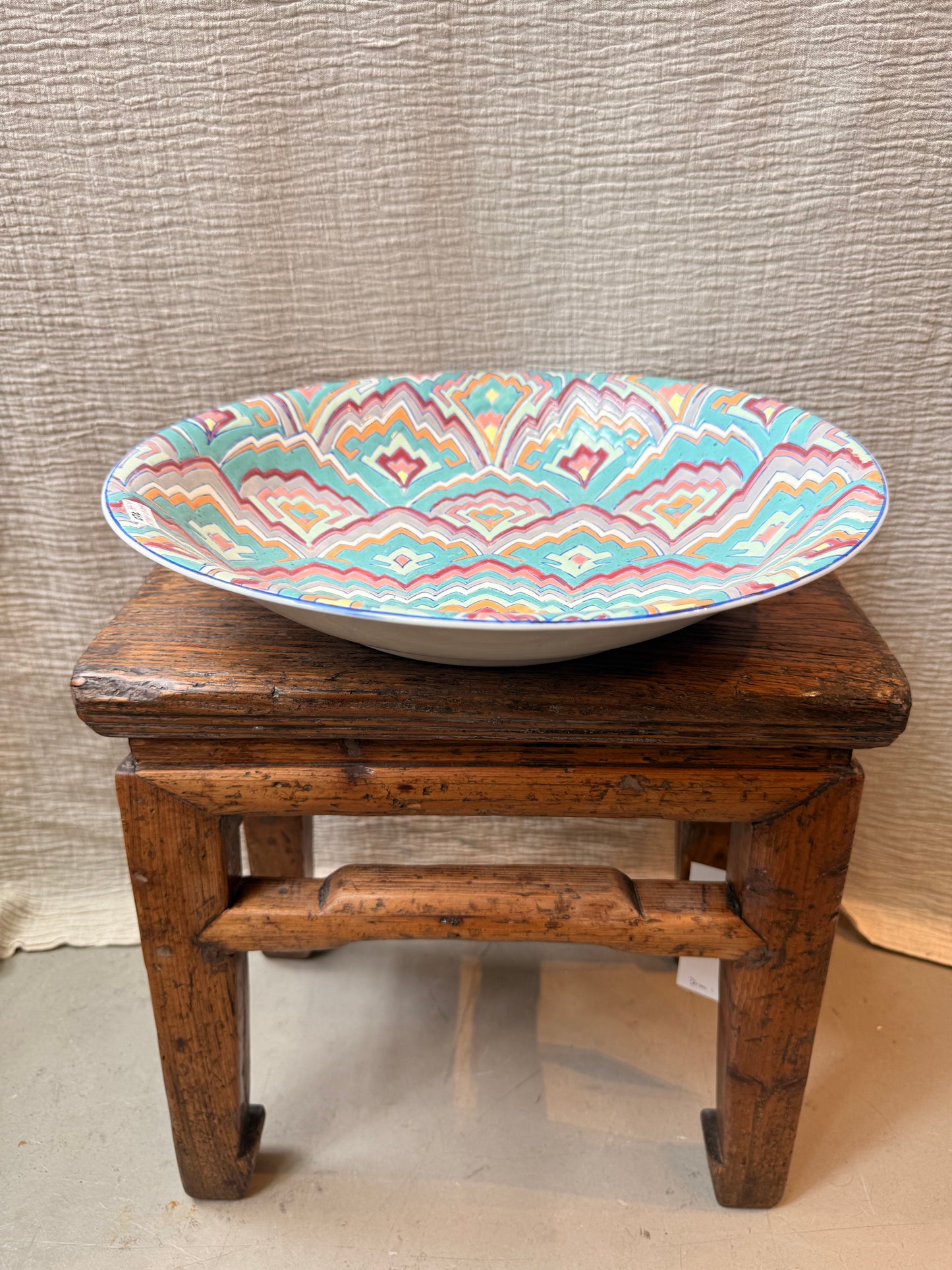 Missoni style large dish hand-painted in HK