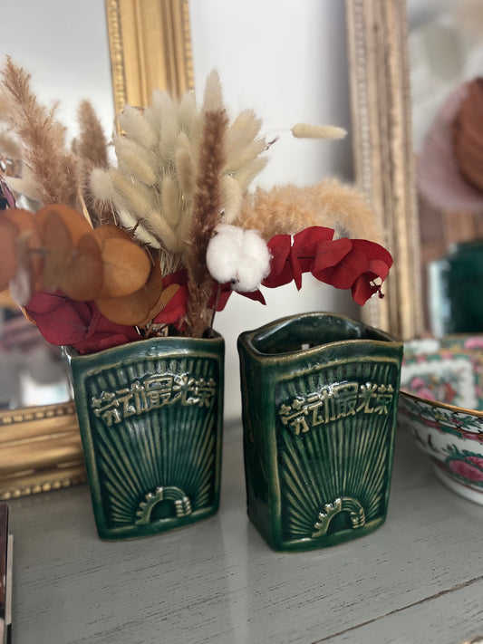 Green glazed vintage boxes