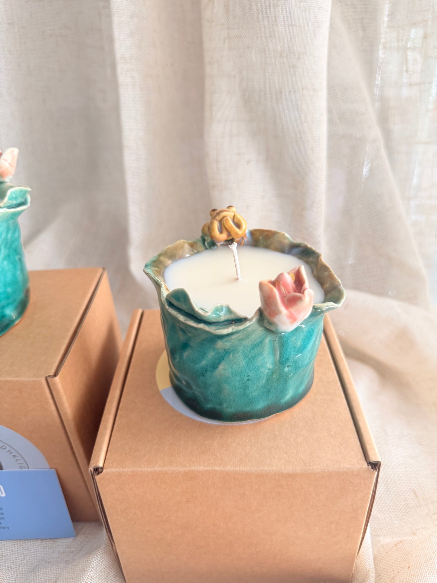 Green lotus small 1 wick candle