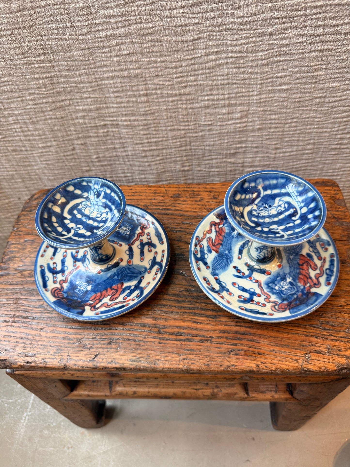 Lion blue oil lamps / candle holders
