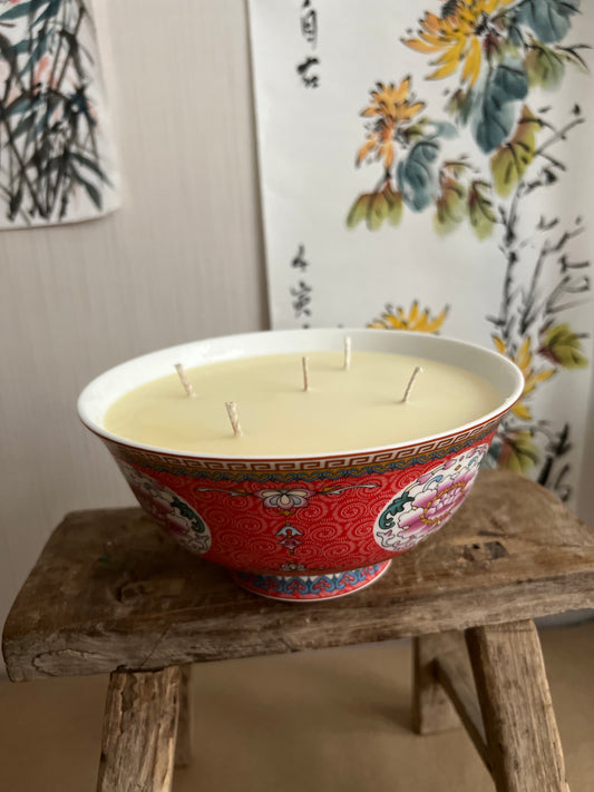 Large red 5 wicks bowl Candle