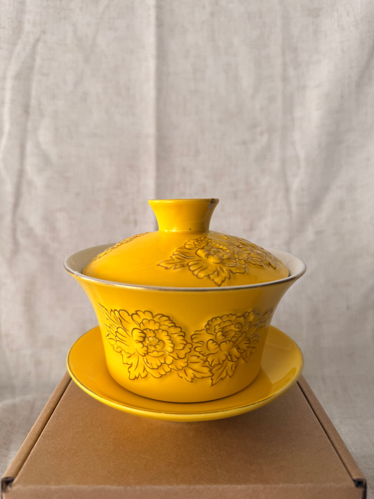 Yellow peonies Tea Cup Candle