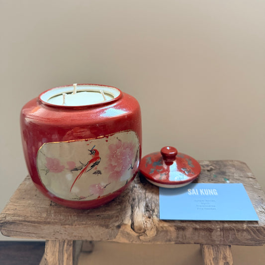 Red bird tea box 3 wicks candle