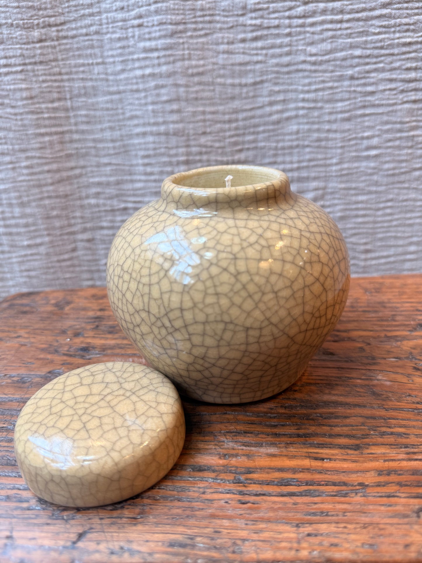 Cracked celadon Tea Jar Candle
