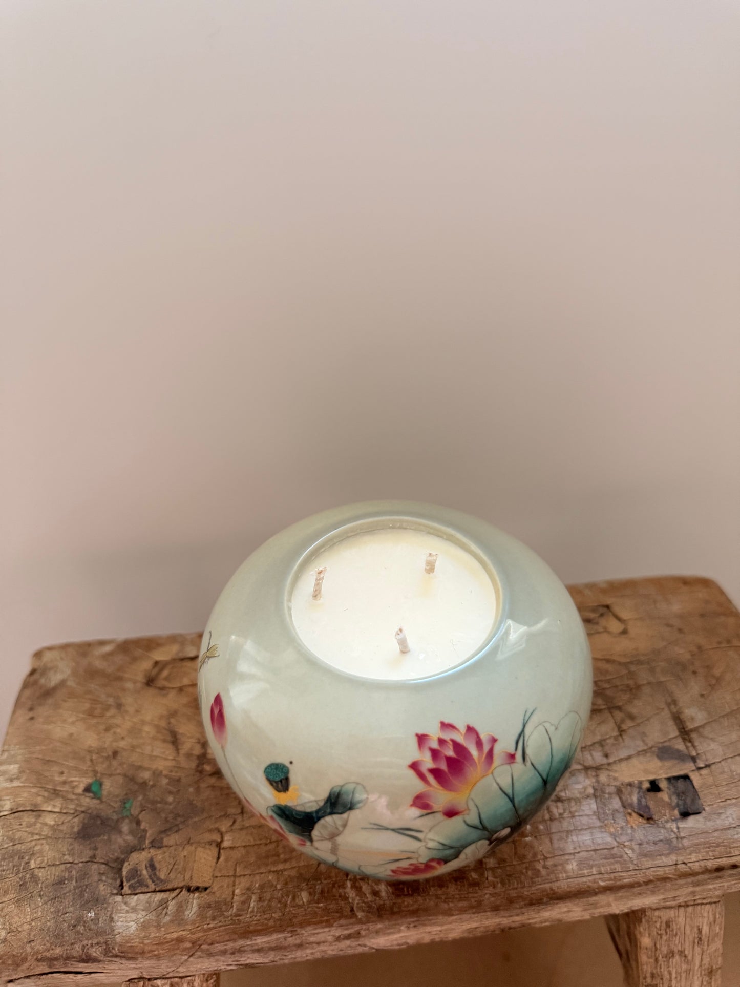 Mini lotus jar 3 wicks candle