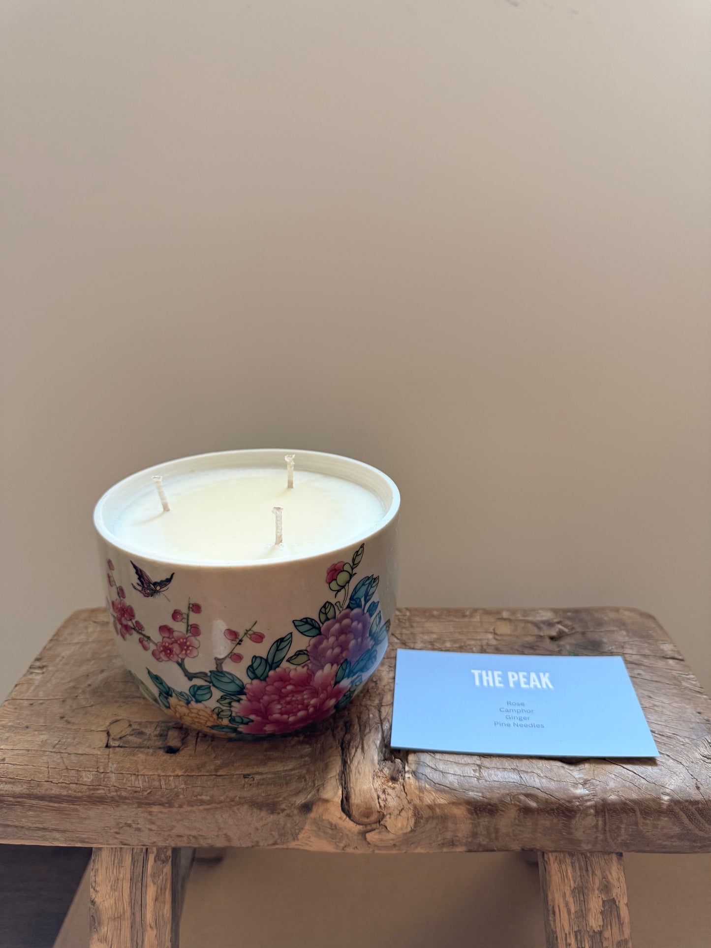 Peonies minted tea box 3 wicks candle