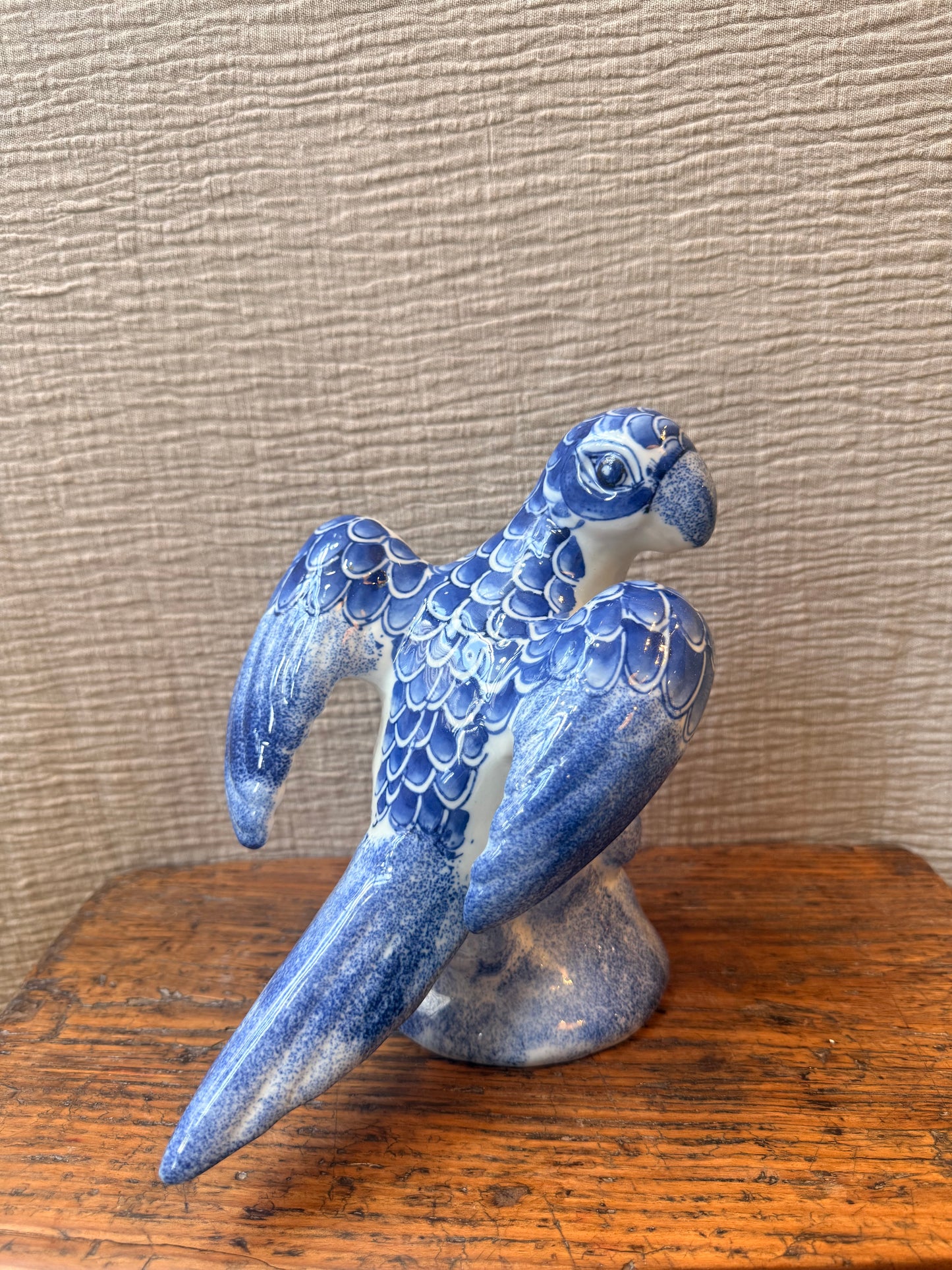 Blue ceramic Parrot Statue