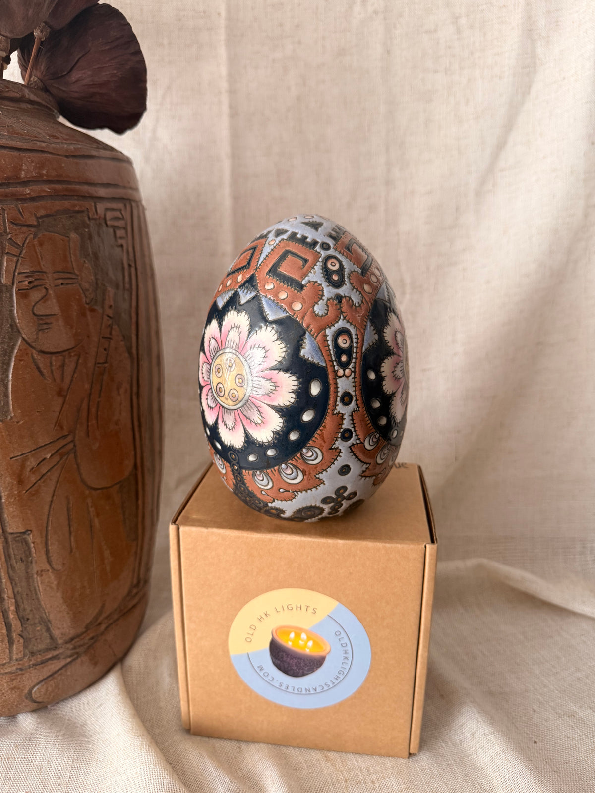 Hand painted in HK ceramic egg