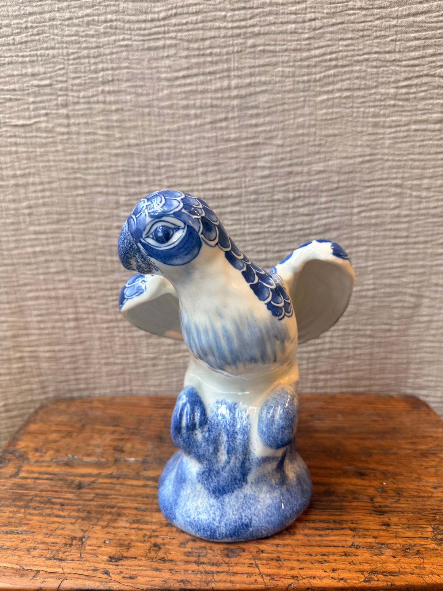Blue ceramic Parrot Statue