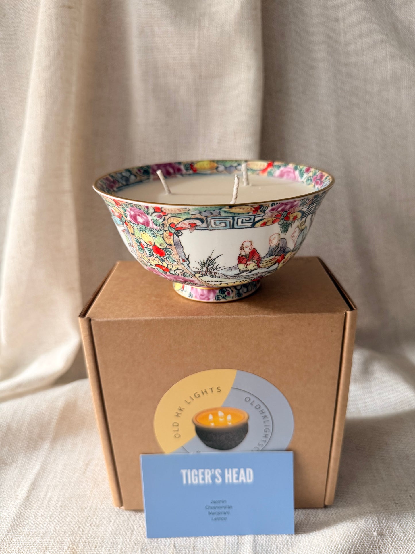 Family rose style fine bowl 3 wicks candle