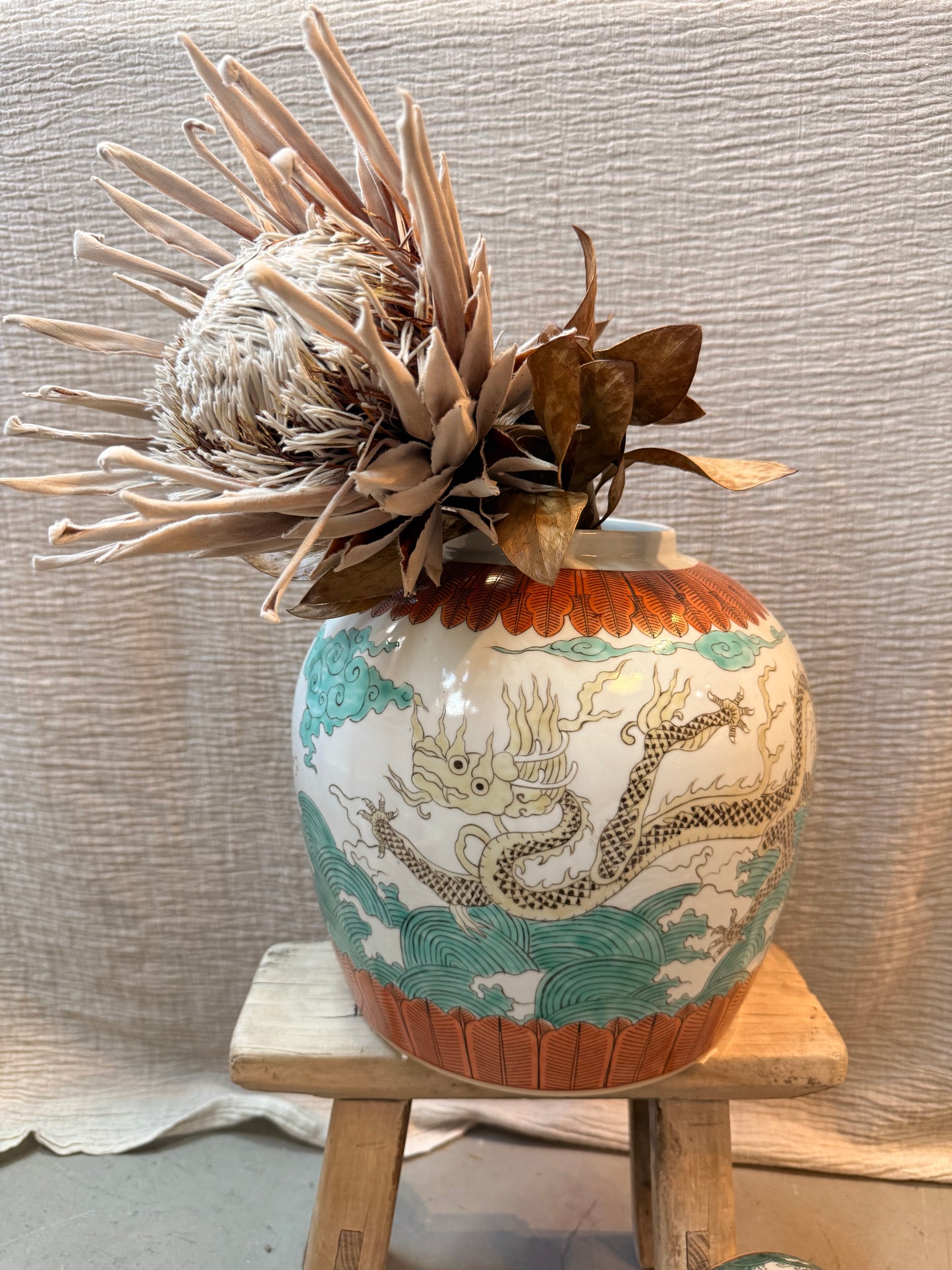 Green & Orange Dragon Ginger Jar
