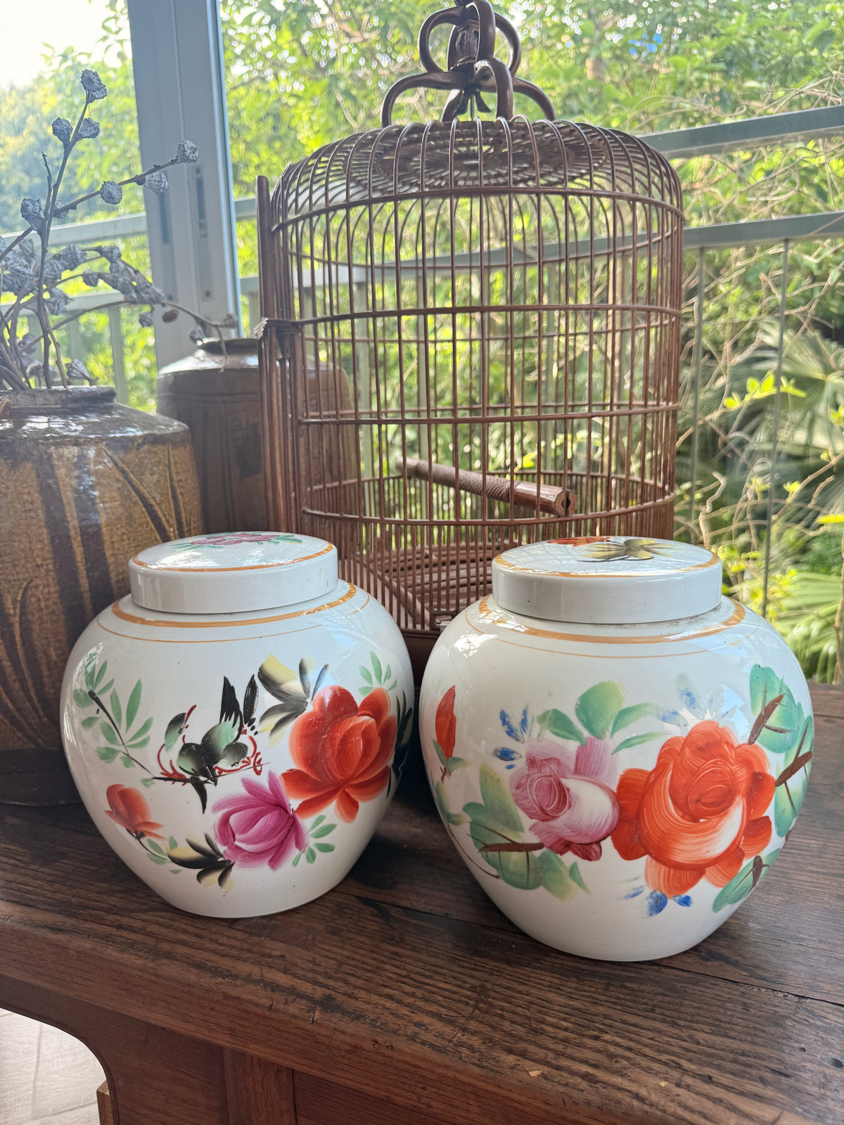 Republic Era hand-painted Ginger Jars