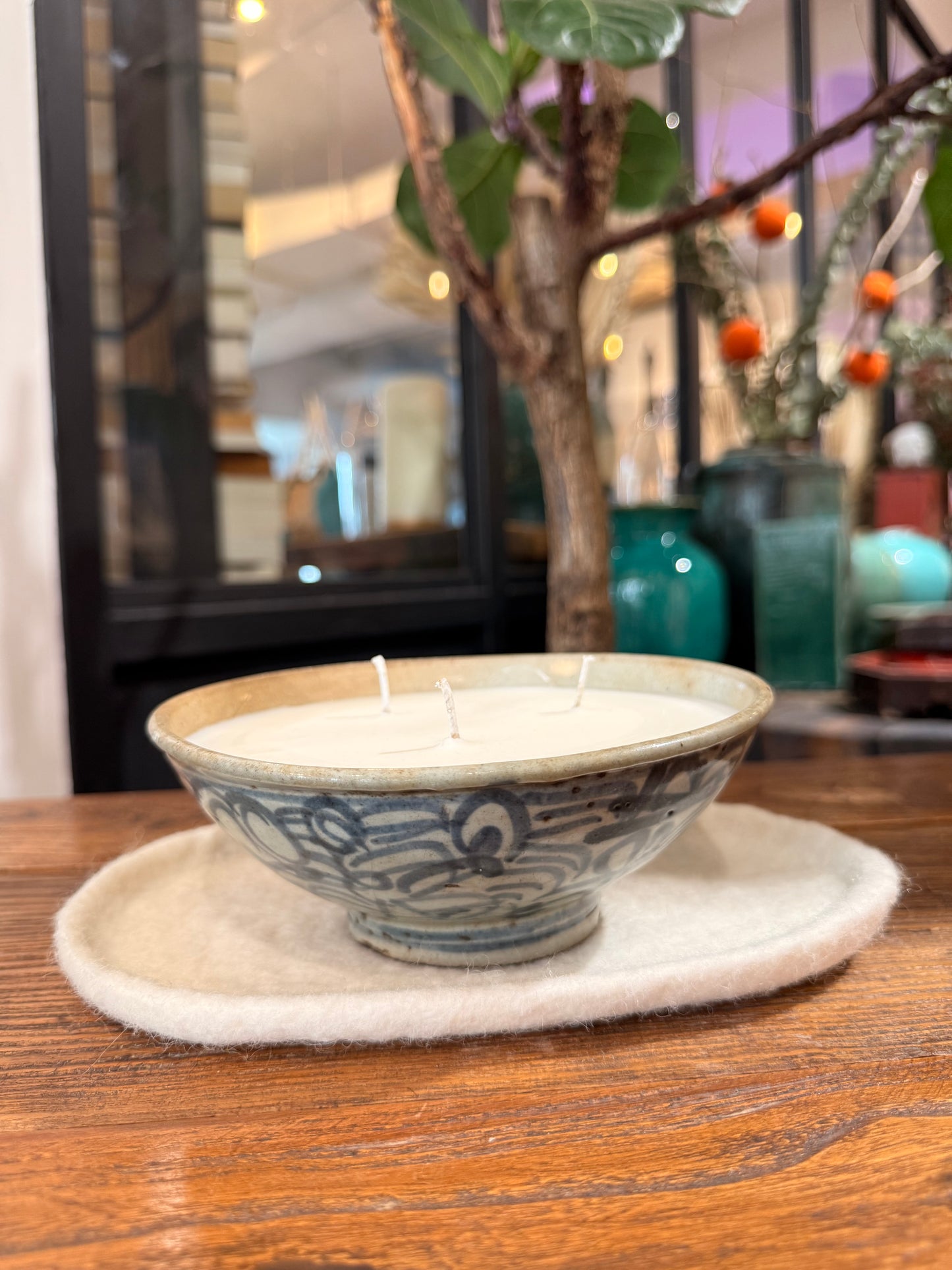 Antique handpainted blue and white bowl