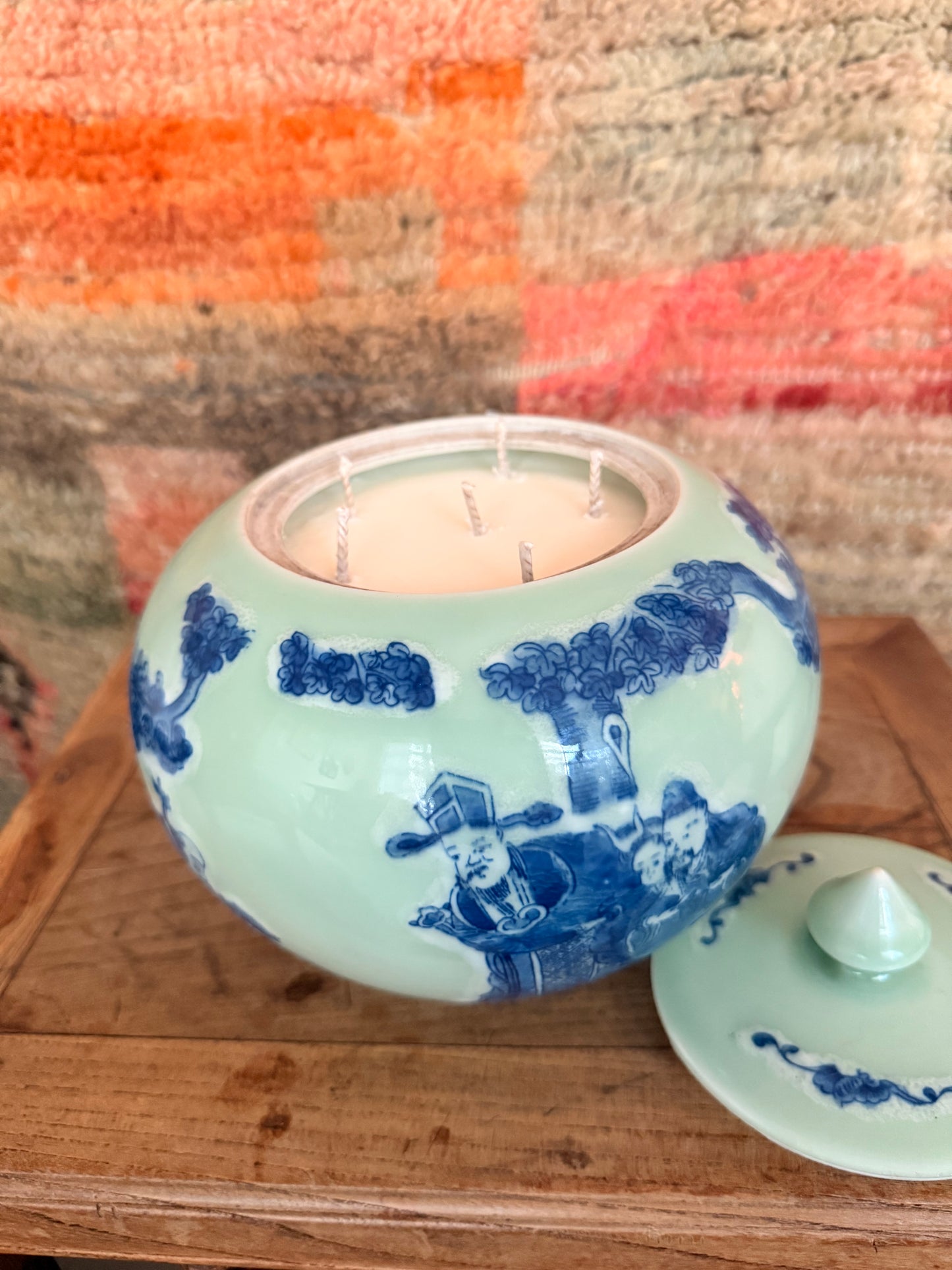 Blue and Mint Wisemen jar Candle