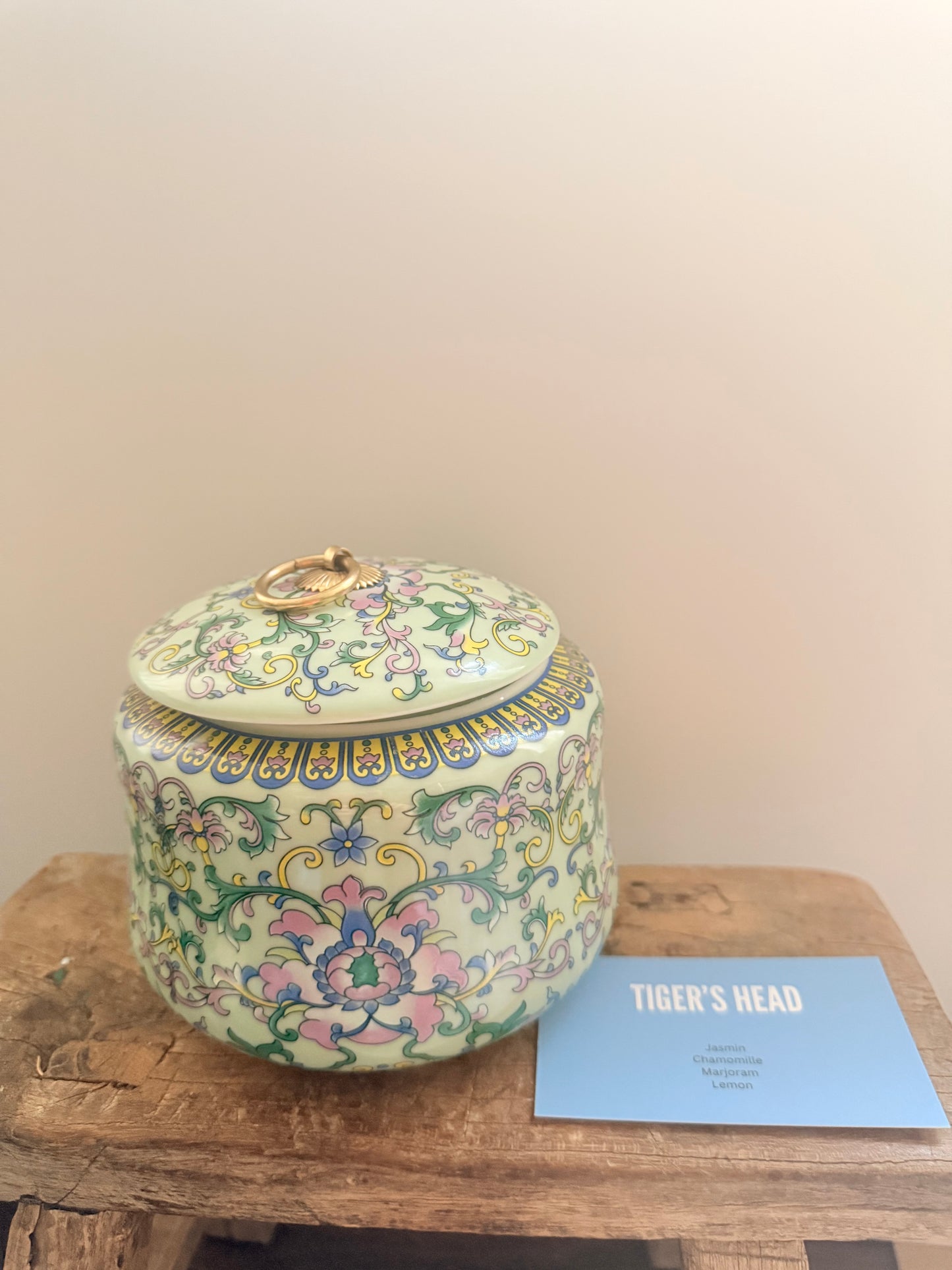 Mint floral fine porcelain box 3 wicks candle