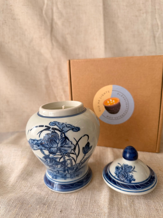 Blue and white Lotus Temple Candle