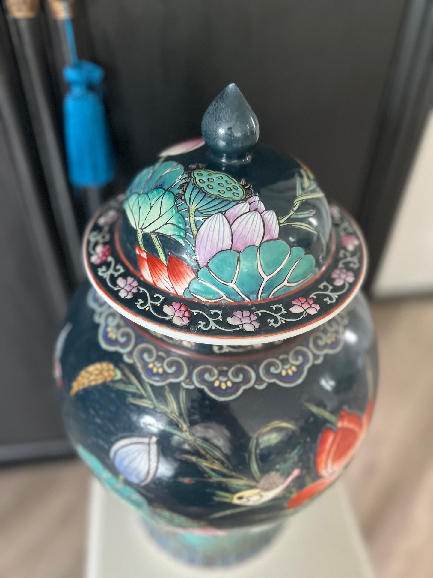 Navy fish pond 50cm Temple Jar