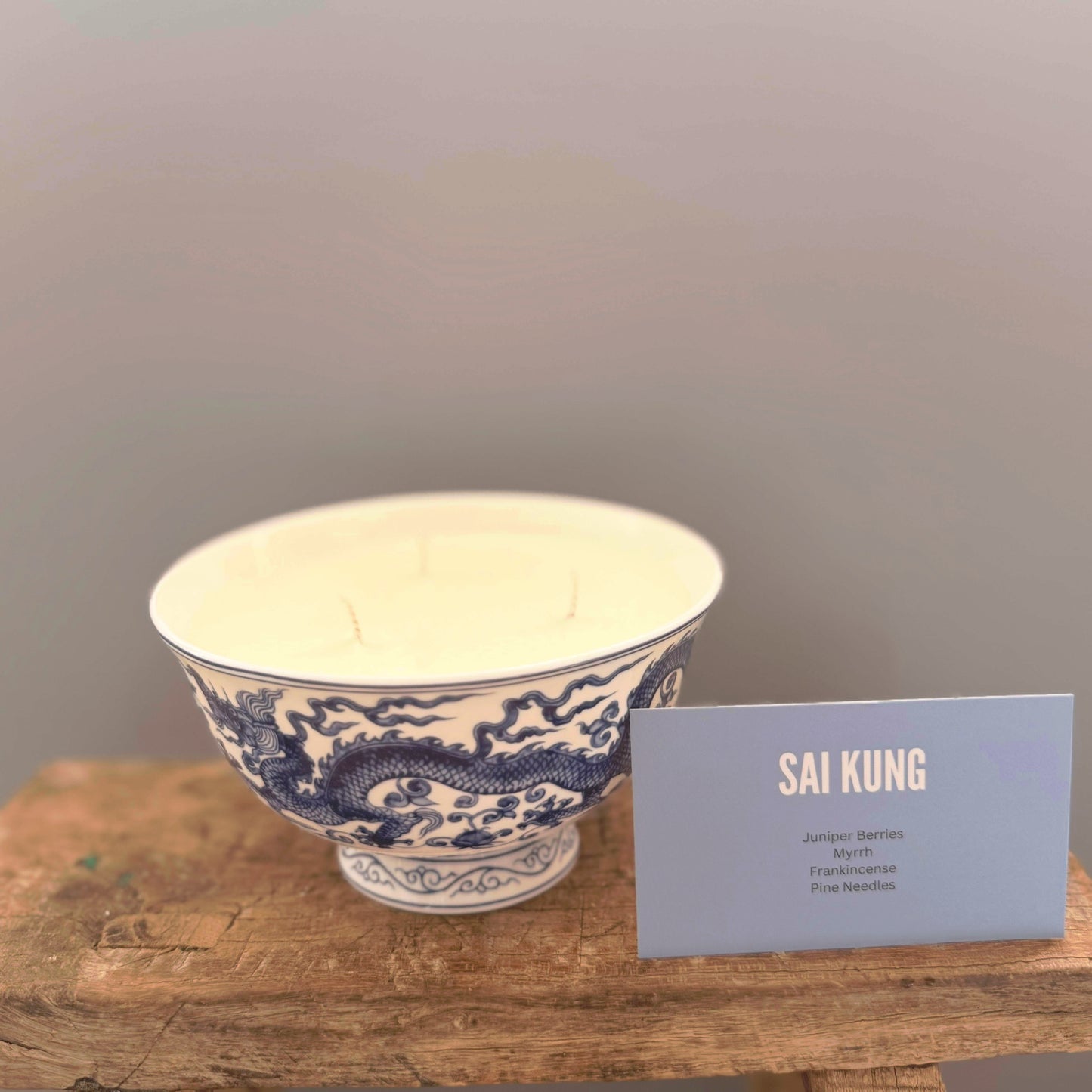 Fine porcelain Phoenix and dragon 3 wicks bowl candle