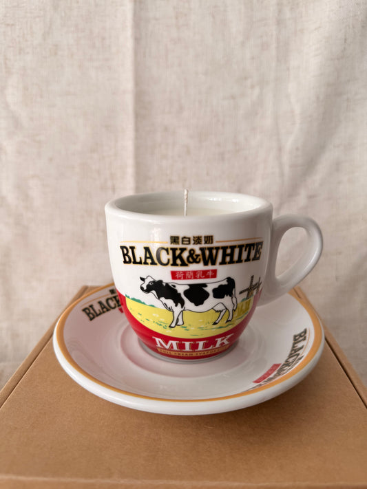 Black & White vintage cup Candle