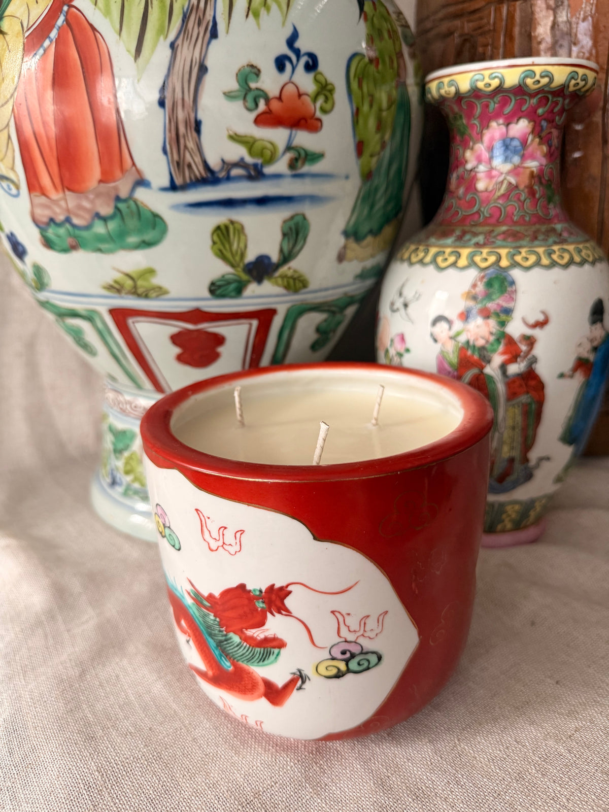 Iconic Red Phoenix Dragon cylinder Candle