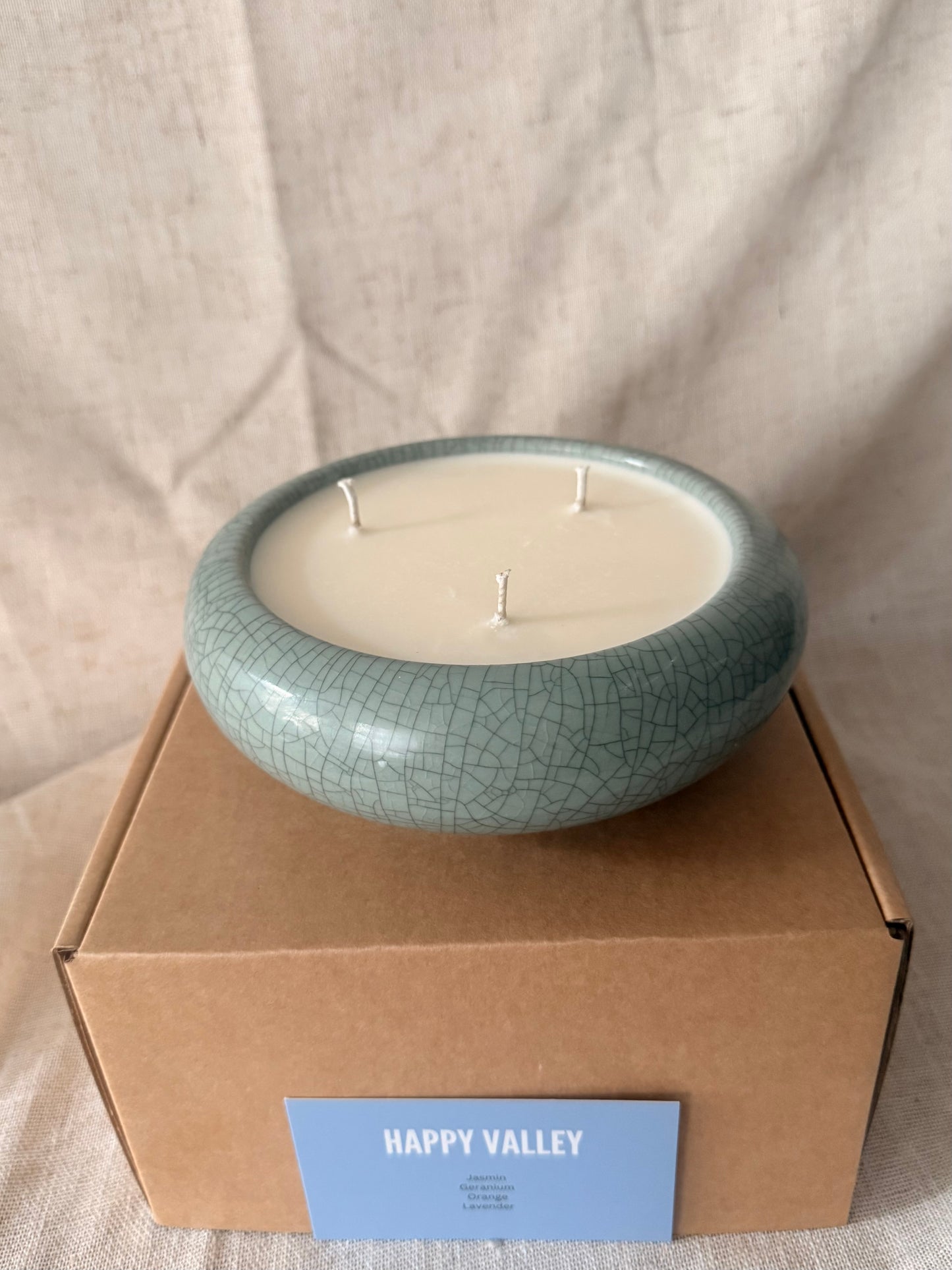 Celadon cracked 3 wicks Candle