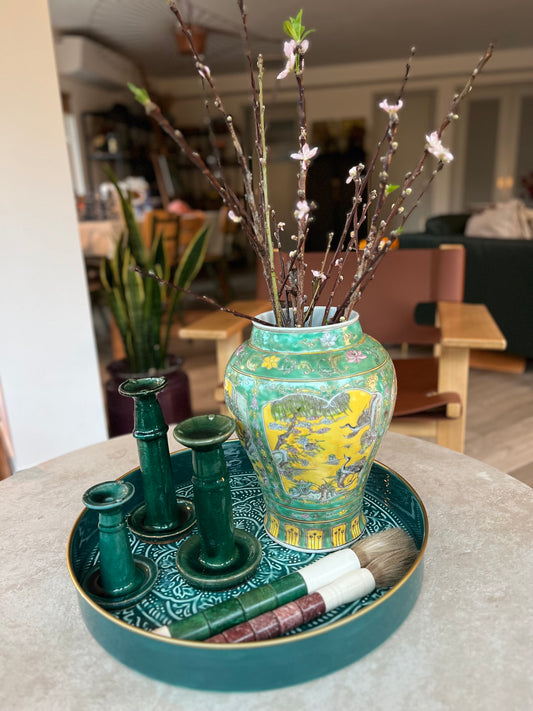 Yellow and Green temple jar