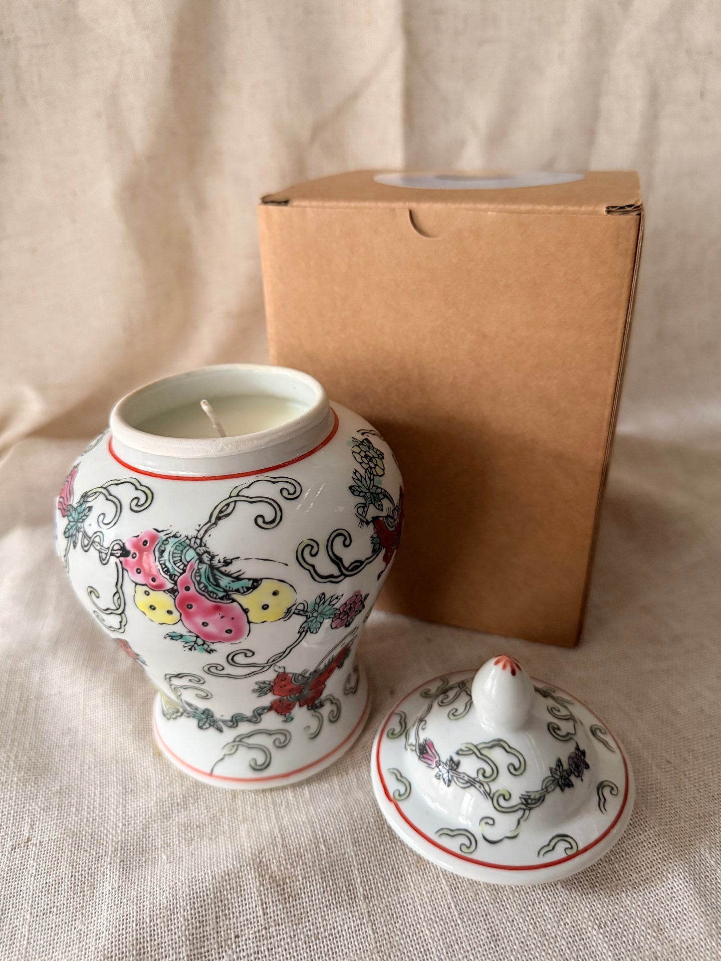 Butterfly and Flowers temple jar Candle