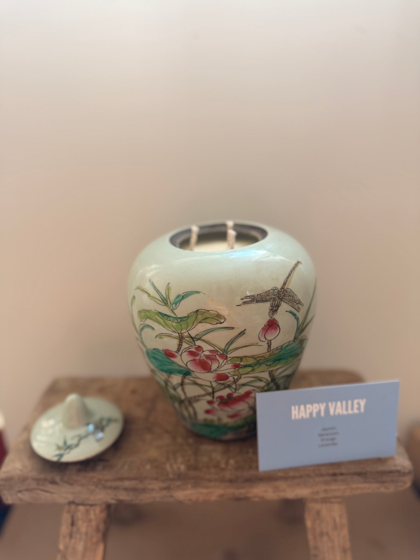 Minted lotus jar 3 wicks candle