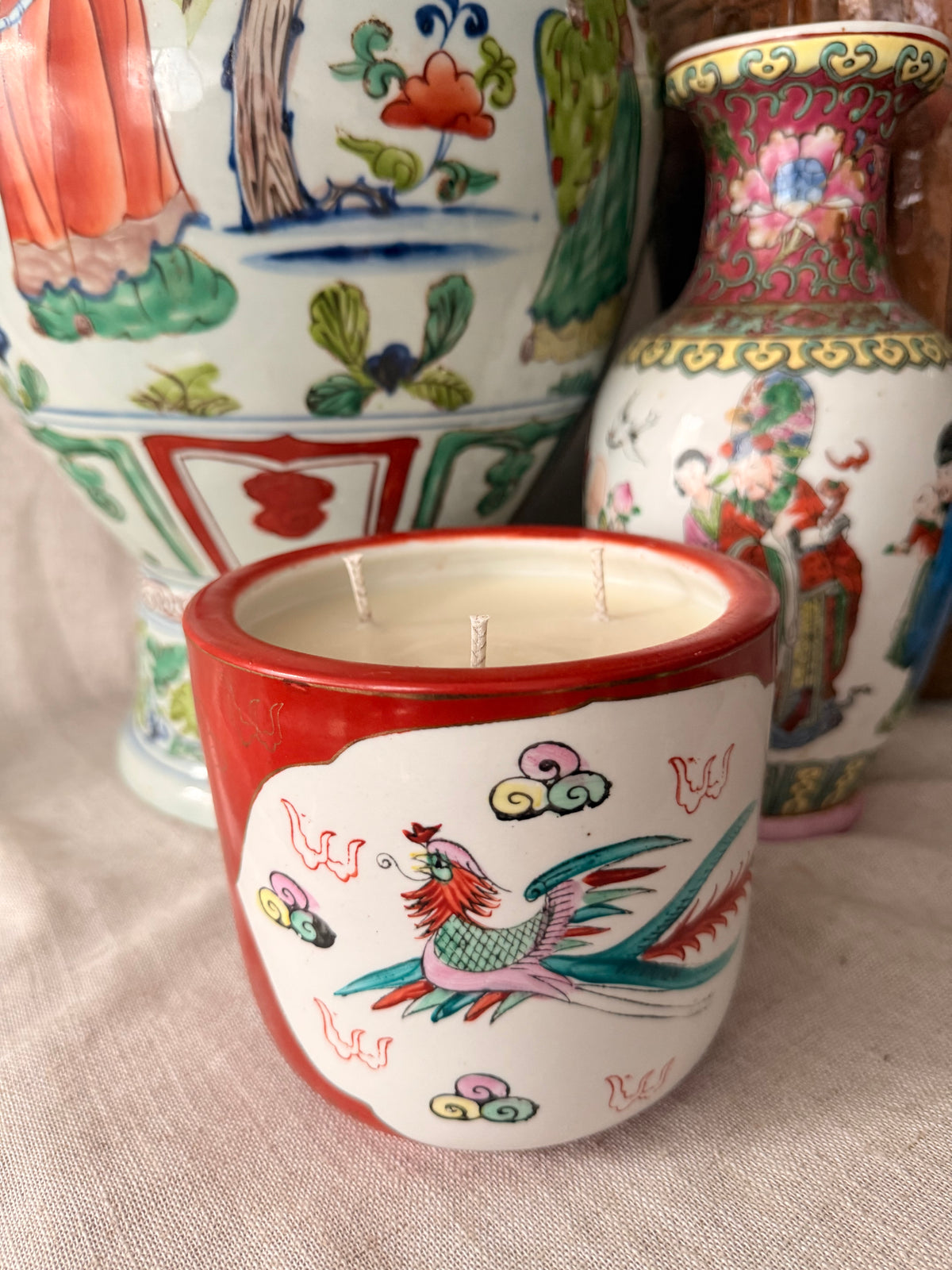 Iconic Red Phoenix Dragon cylinder Candle