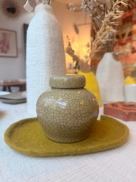 Cracked celadon Tea Jar Candle