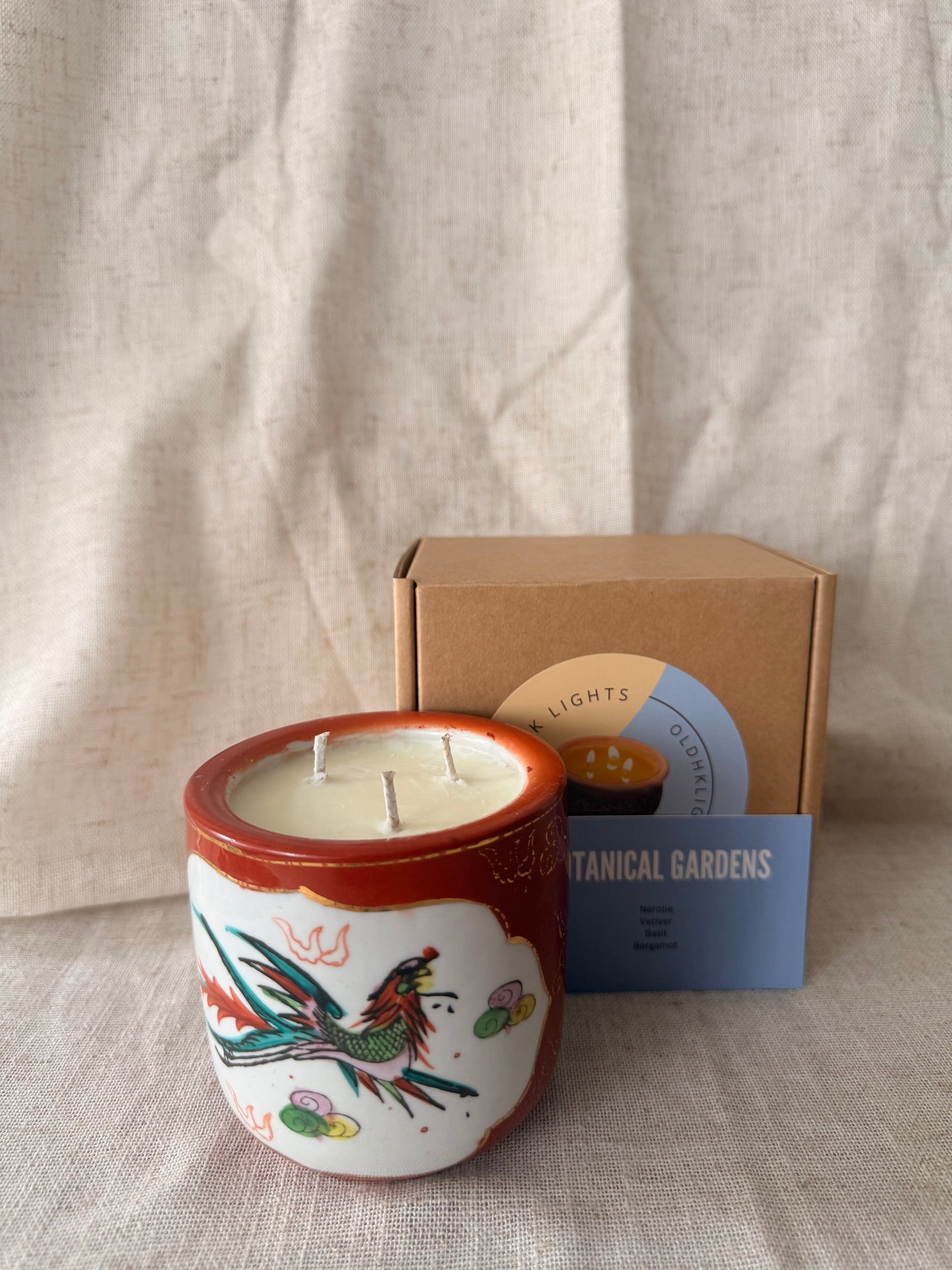 Vintage Red Phoenix and Dragon Candle